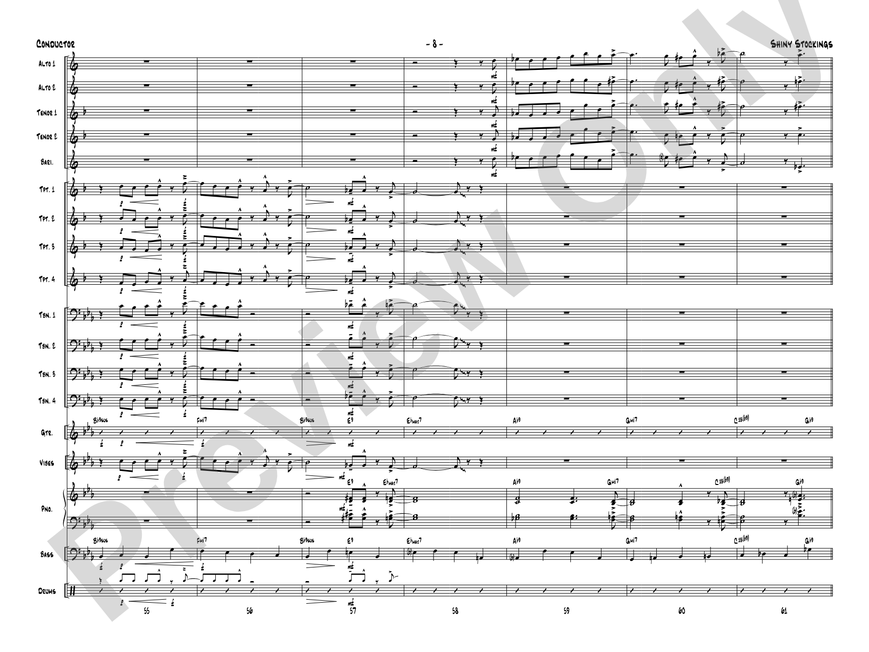 Shiny Stockings: Jazz Ensemble Conductor Score & Parts