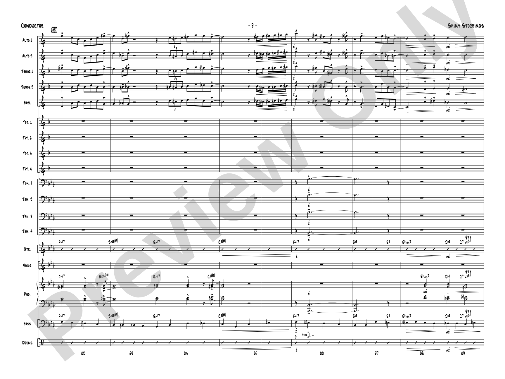 Shiny Stockings: Jazz Ensemble Conductor Score & Parts