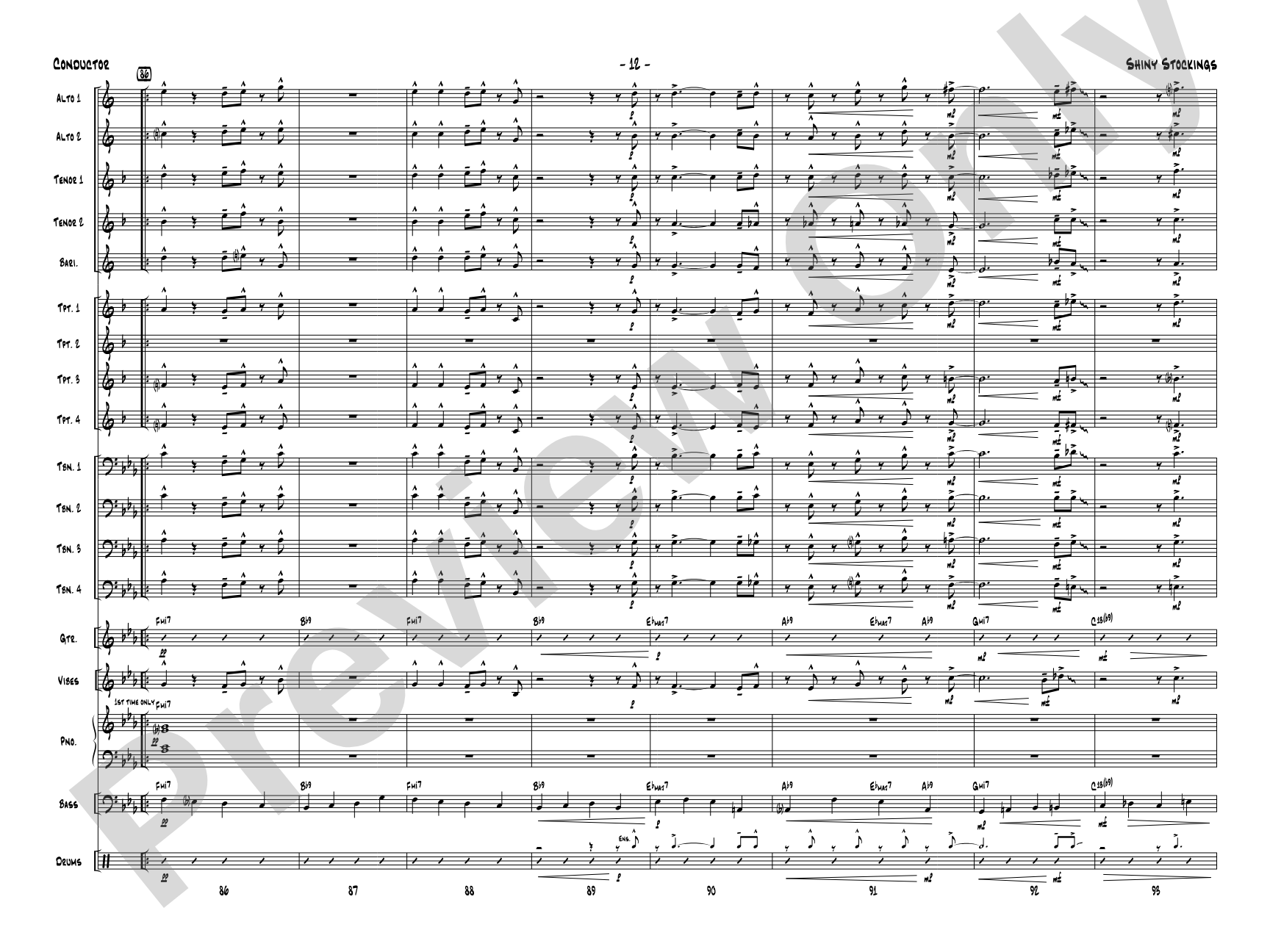 Shiny Stockings: Jazz Ensemble Conductor Score & Parts