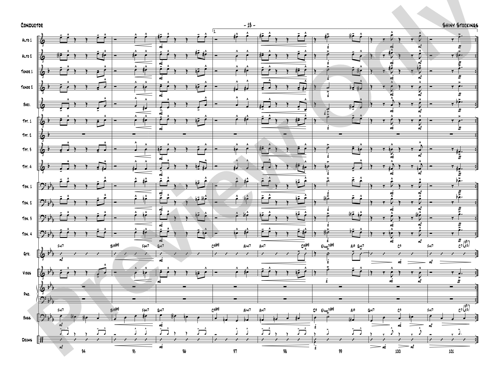 Shiny Stockings: Jazz Ensemble Conductor Score & Parts