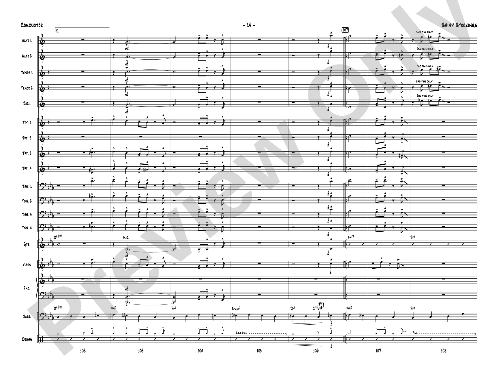 Shiny Stockings: Jazz Ensemble Conductor Score & Parts