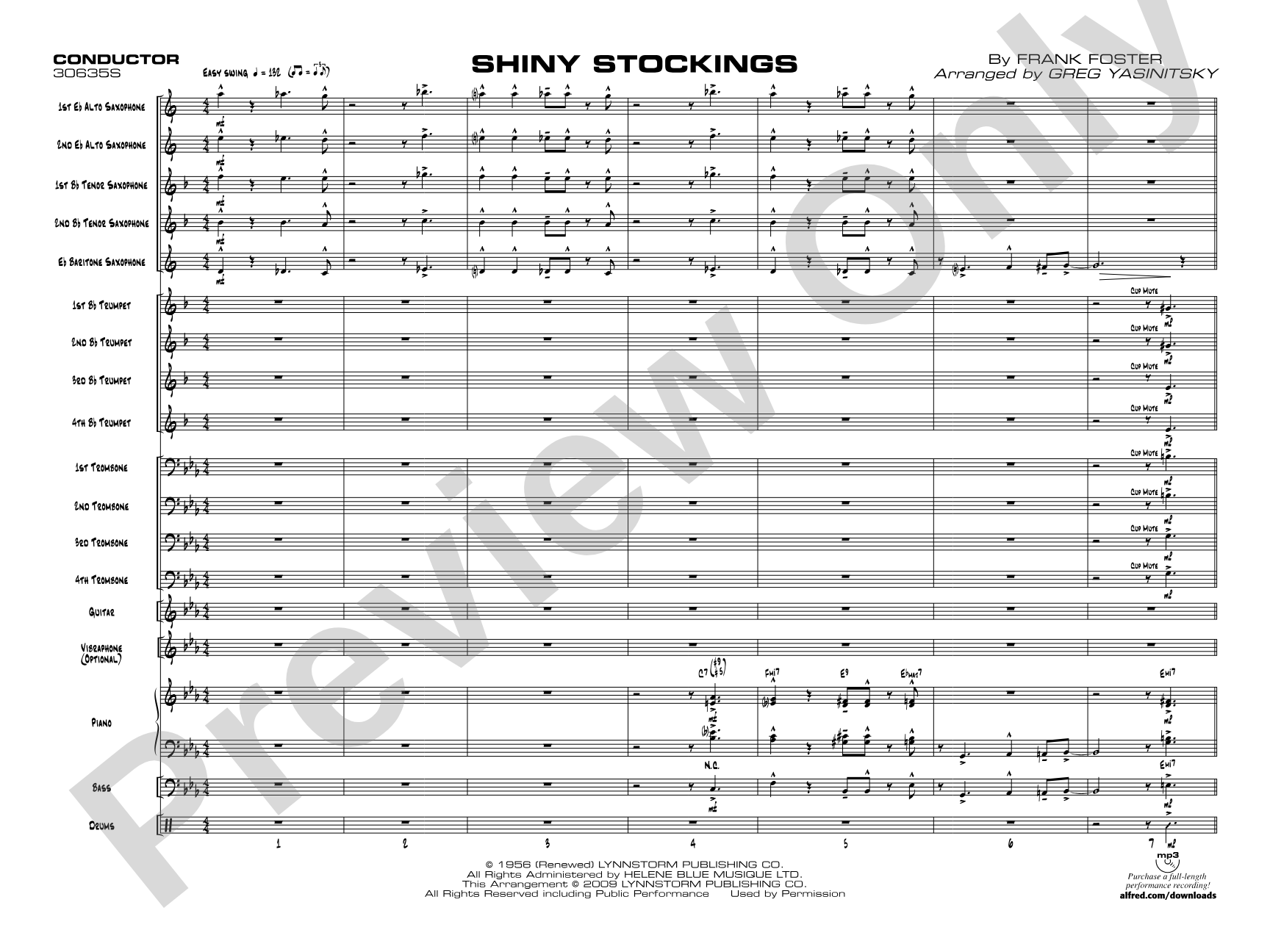 Shiny Stockings: Jazz Ensemble Conductor Score & Parts