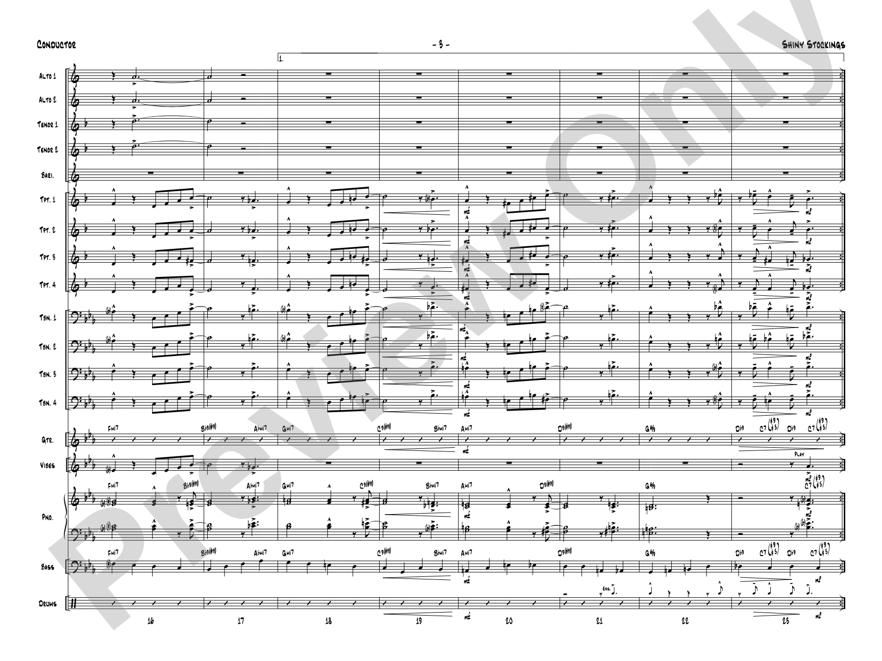 Shiny Stockings: Jazz Ensemble Conductor Score & Parts