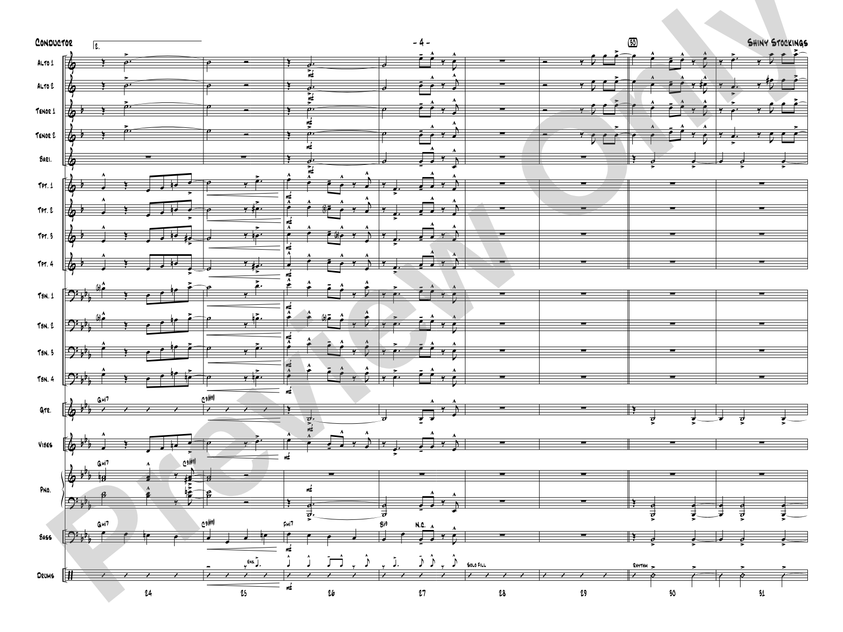 Shiny Stockings: Jazz Ensemble Conductor Score & Parts