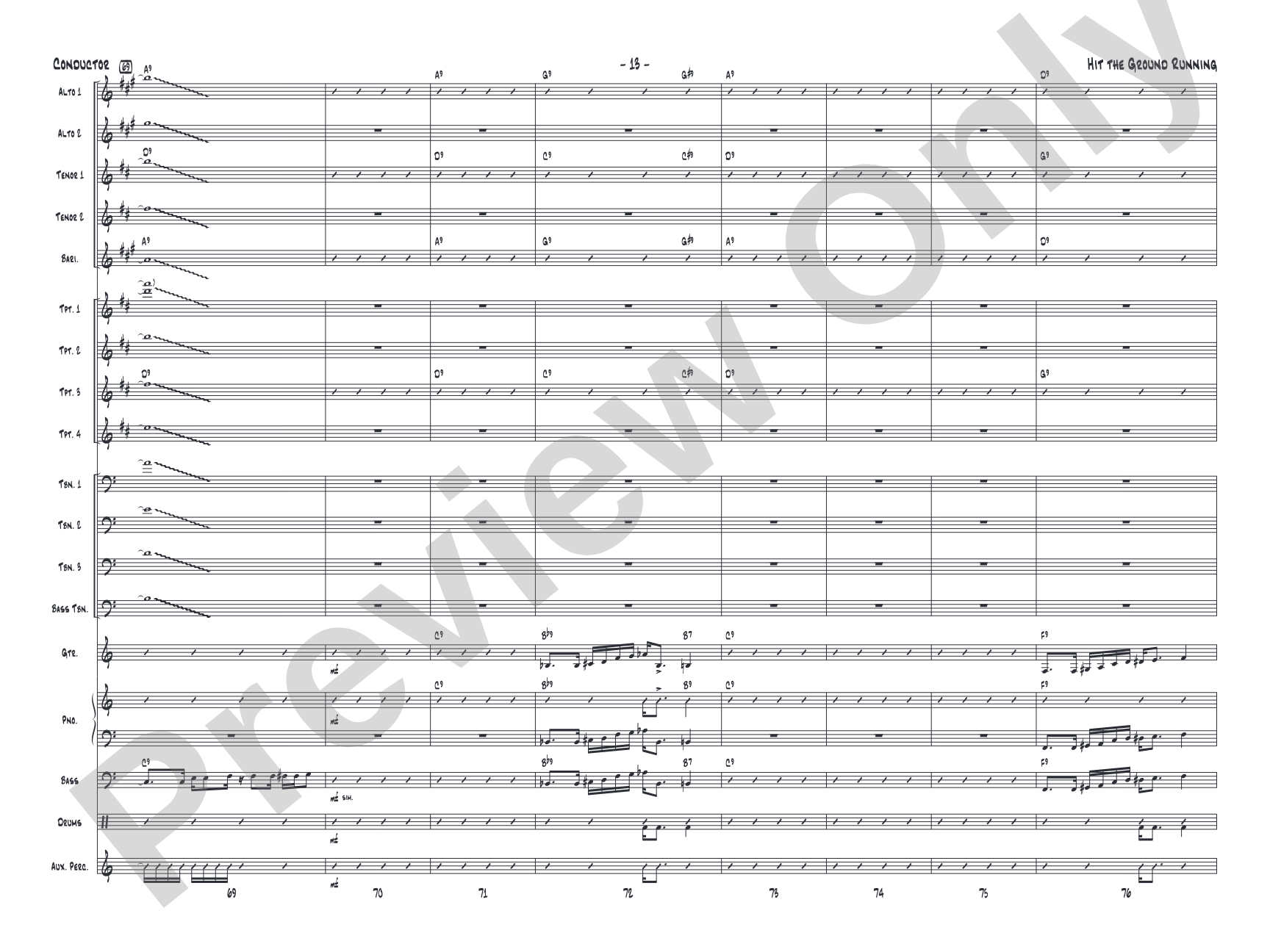 Hit the Ground Running: Jazz Ensemble Conductor Score & Parts