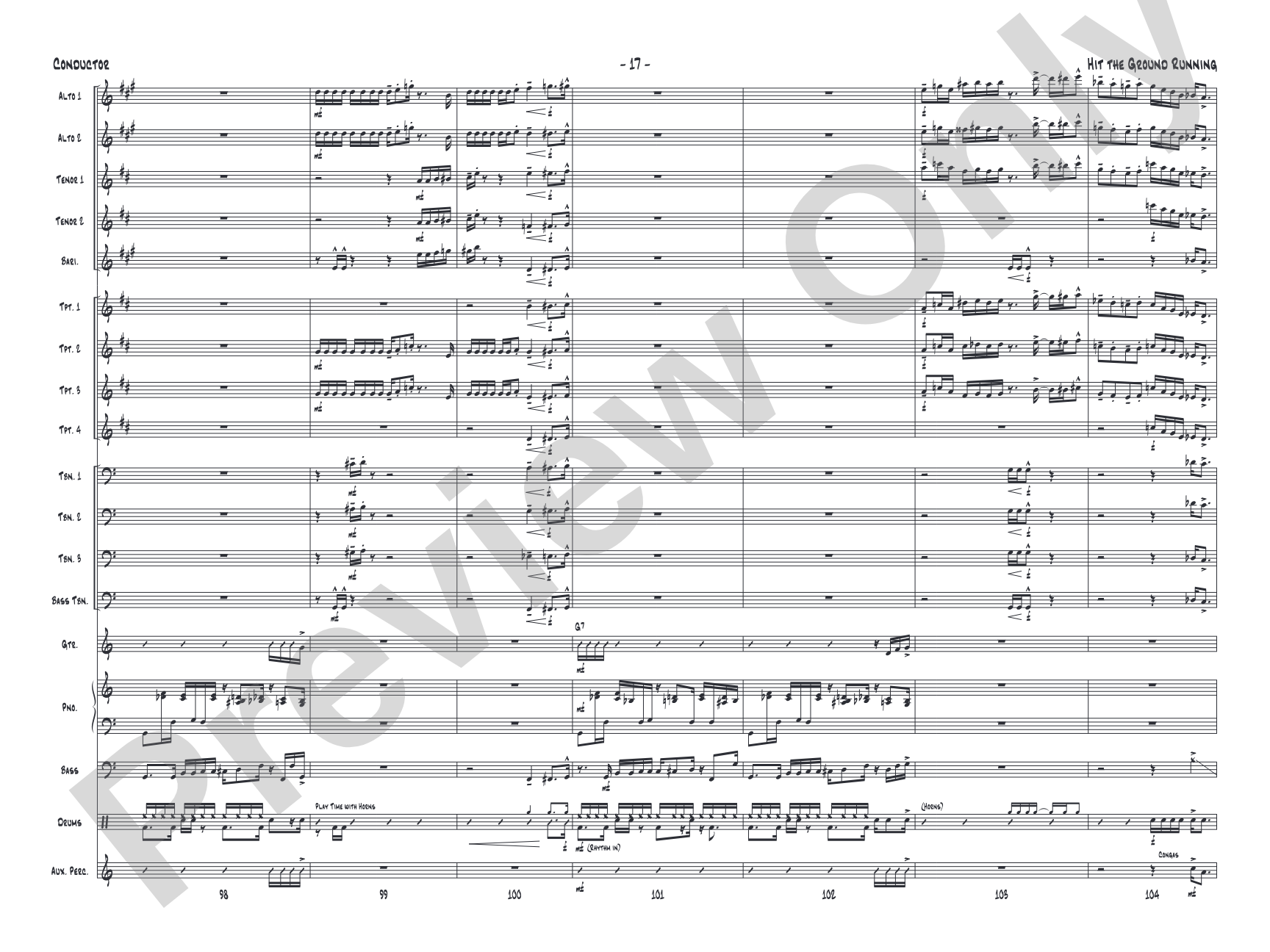 Hit the Ground Running: Jazz Ensemble Conductor Score & Parts