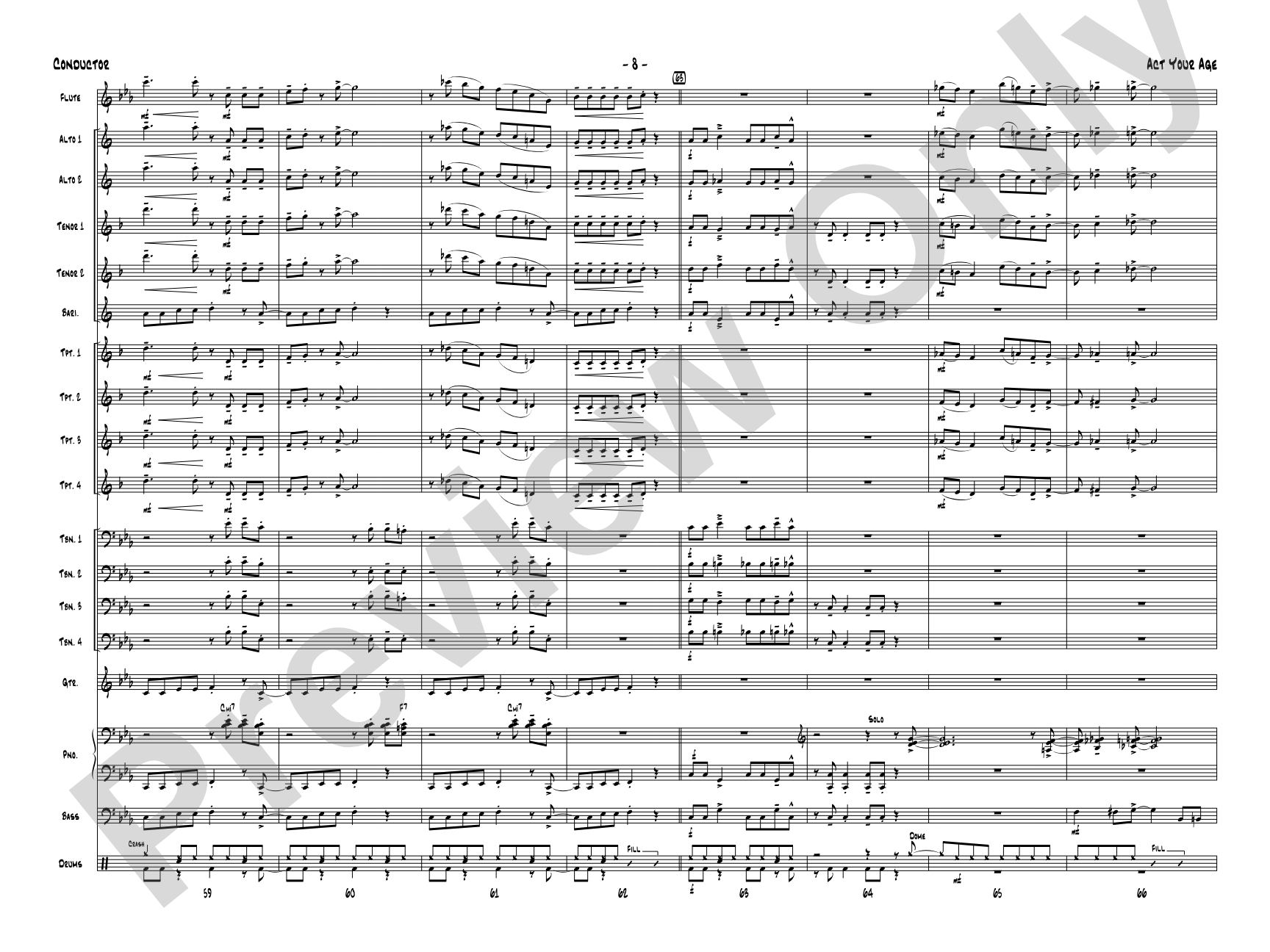 Act Your Age: Jazz Ensemble Conductor Score & Parts