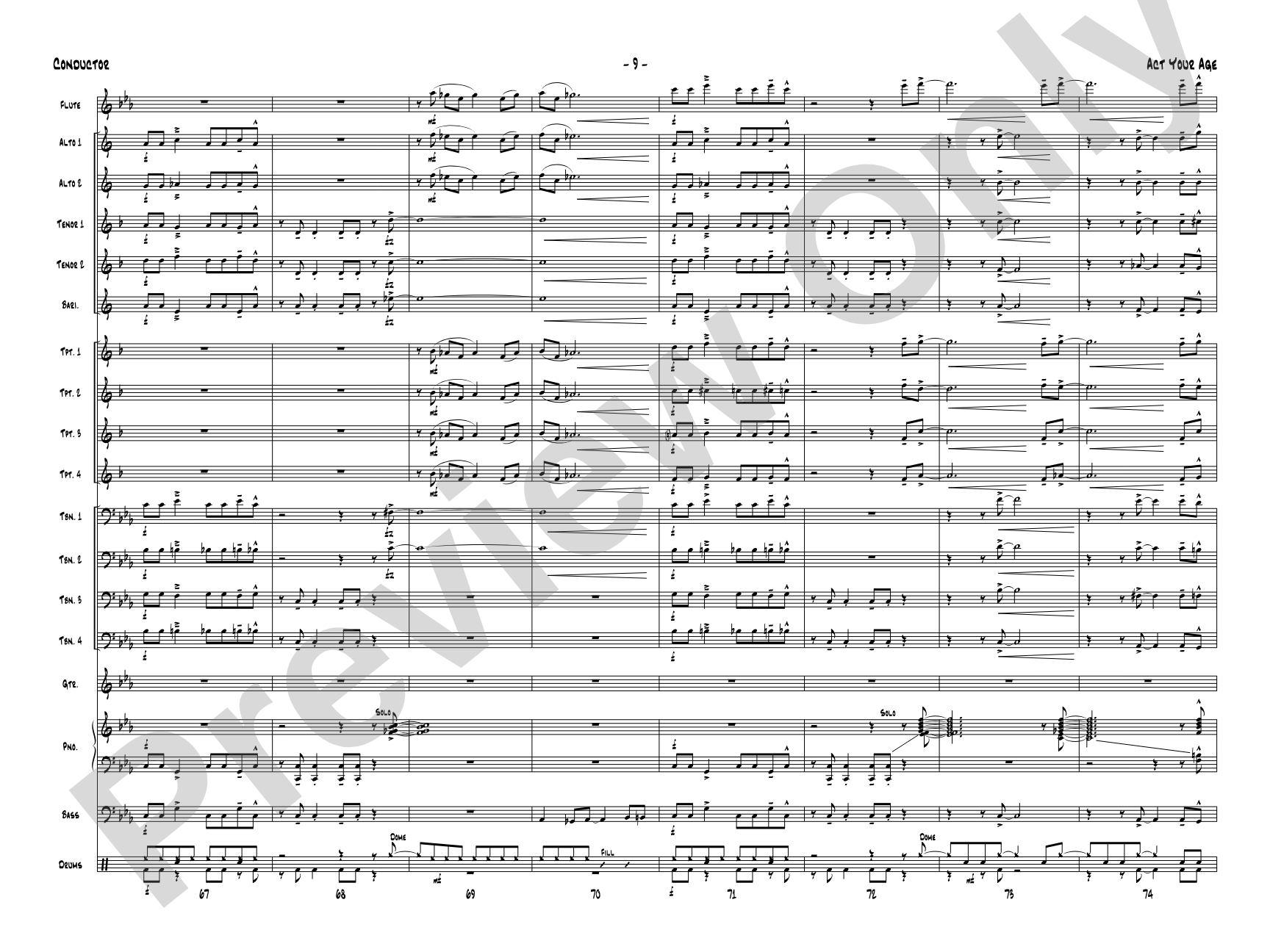 Act Your Age: Jazz Ensemble Conductor Score & Parts