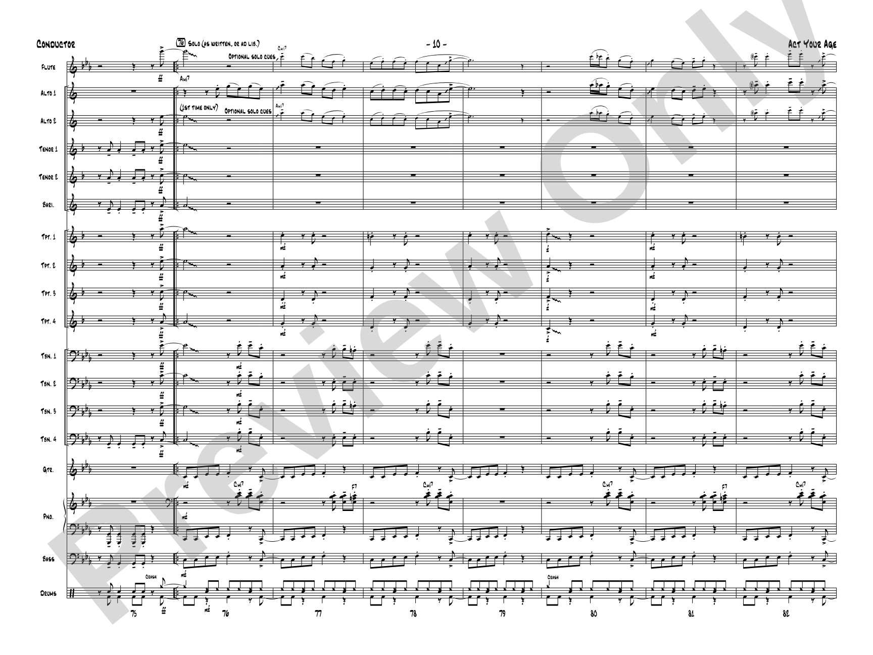 Act Your Age: Jazz Ensemble Conductor Score & Parts