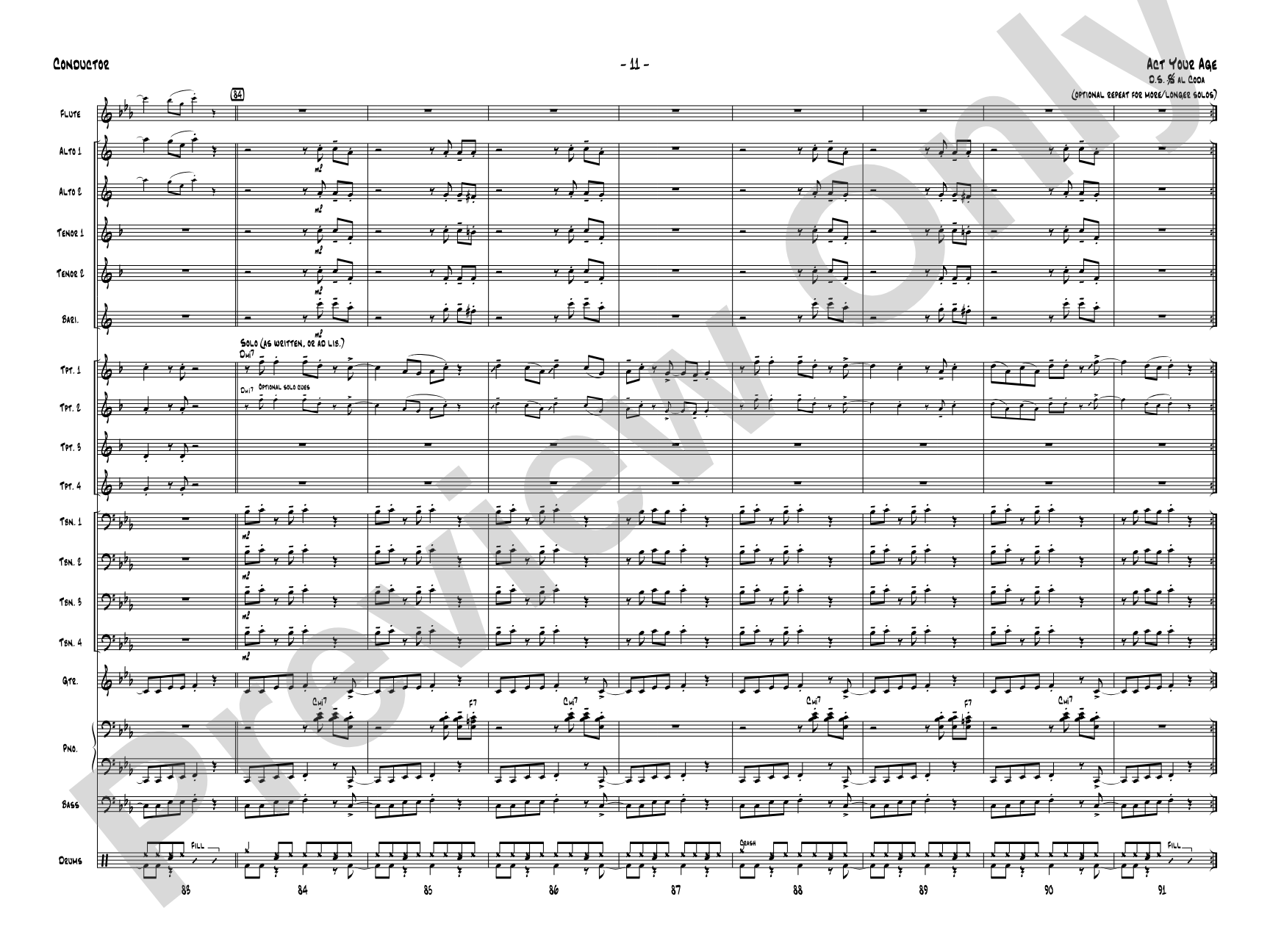 Act Your Age: Jazz Ensemble Conductor Score & Parts