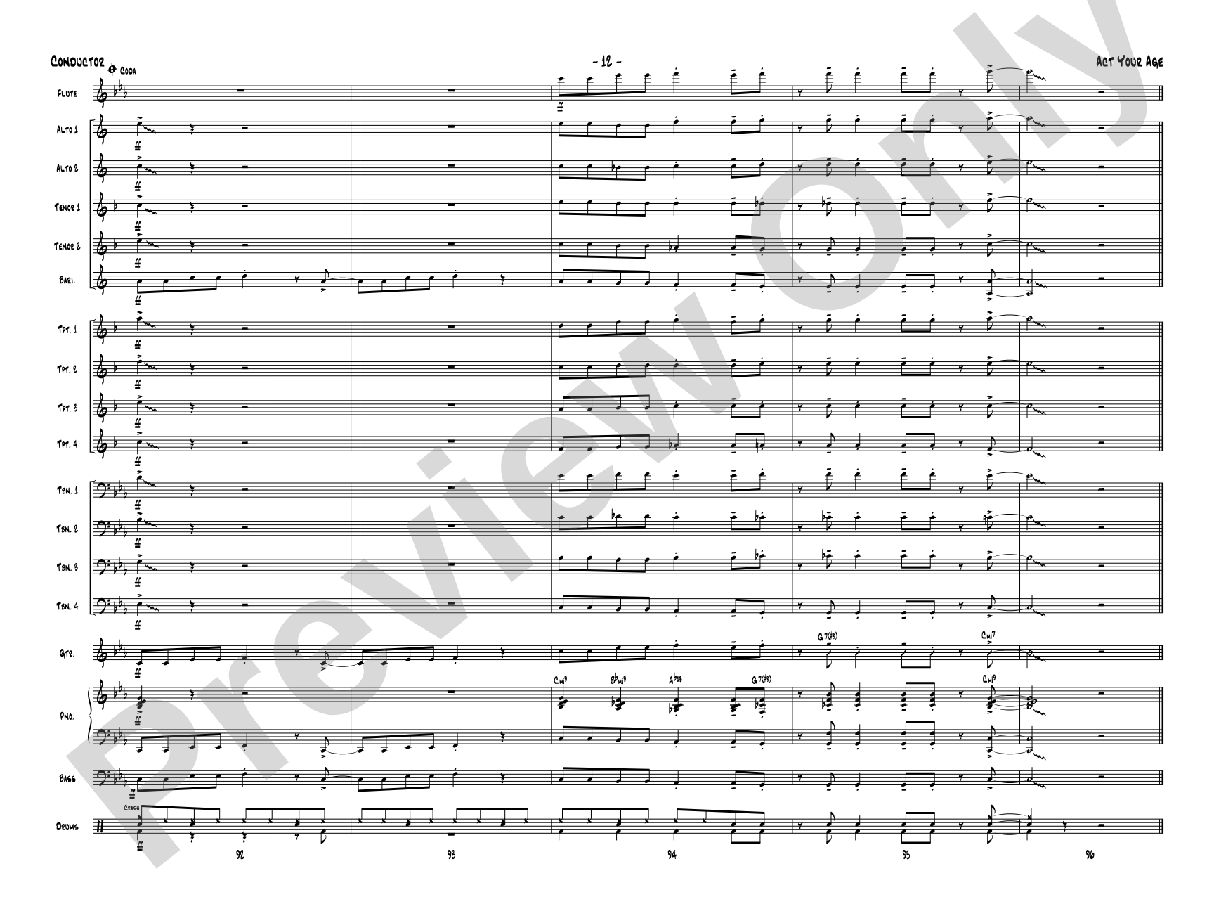 Act Your Age: Jazz Ensemble Conductor Score & Parts