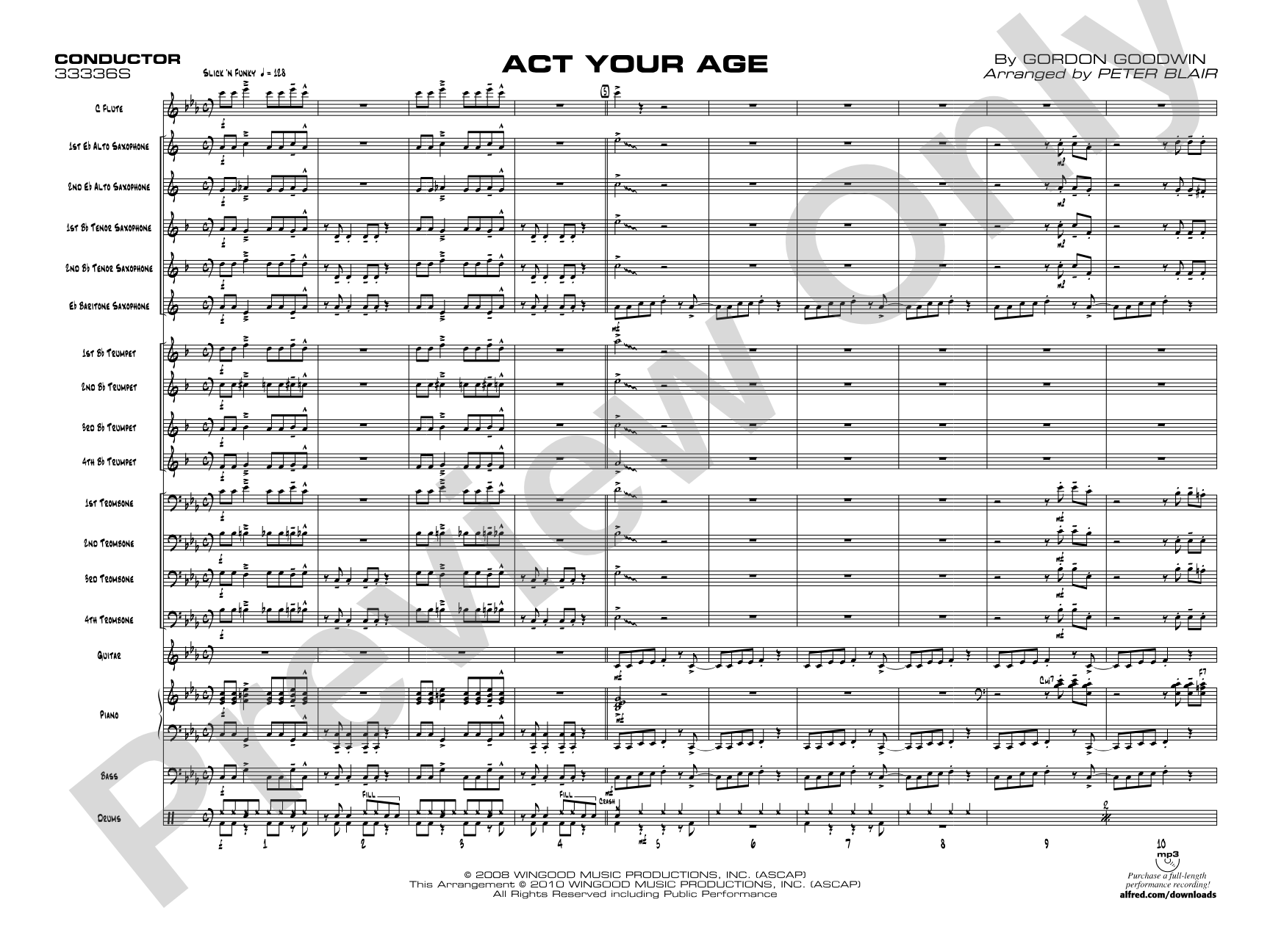 Act Your Age: Jazz Ensemble Conductor Score & Parts