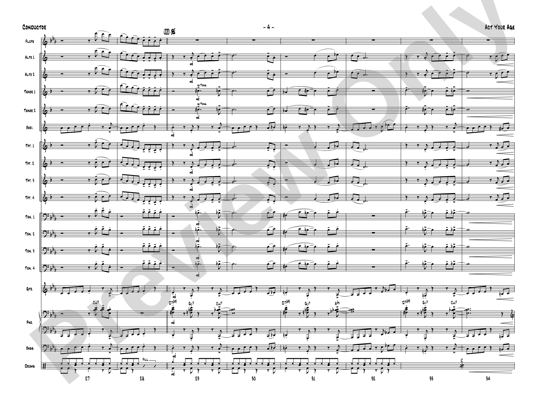 Act Your Age: Jazz Ensemble Conductor Score & Parts