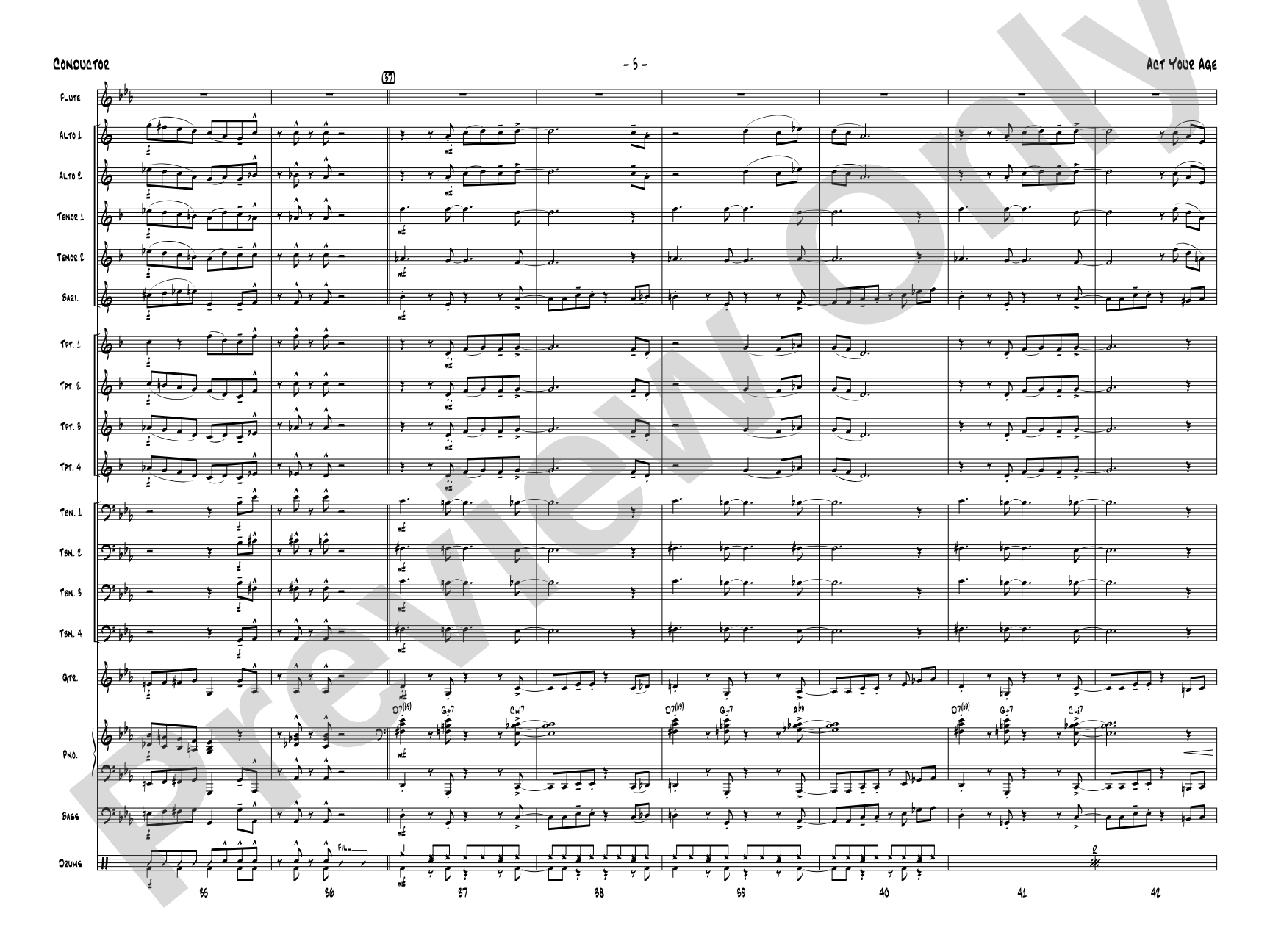 Act Your Age: Jazz Ensemble Conductor Score & Parts
