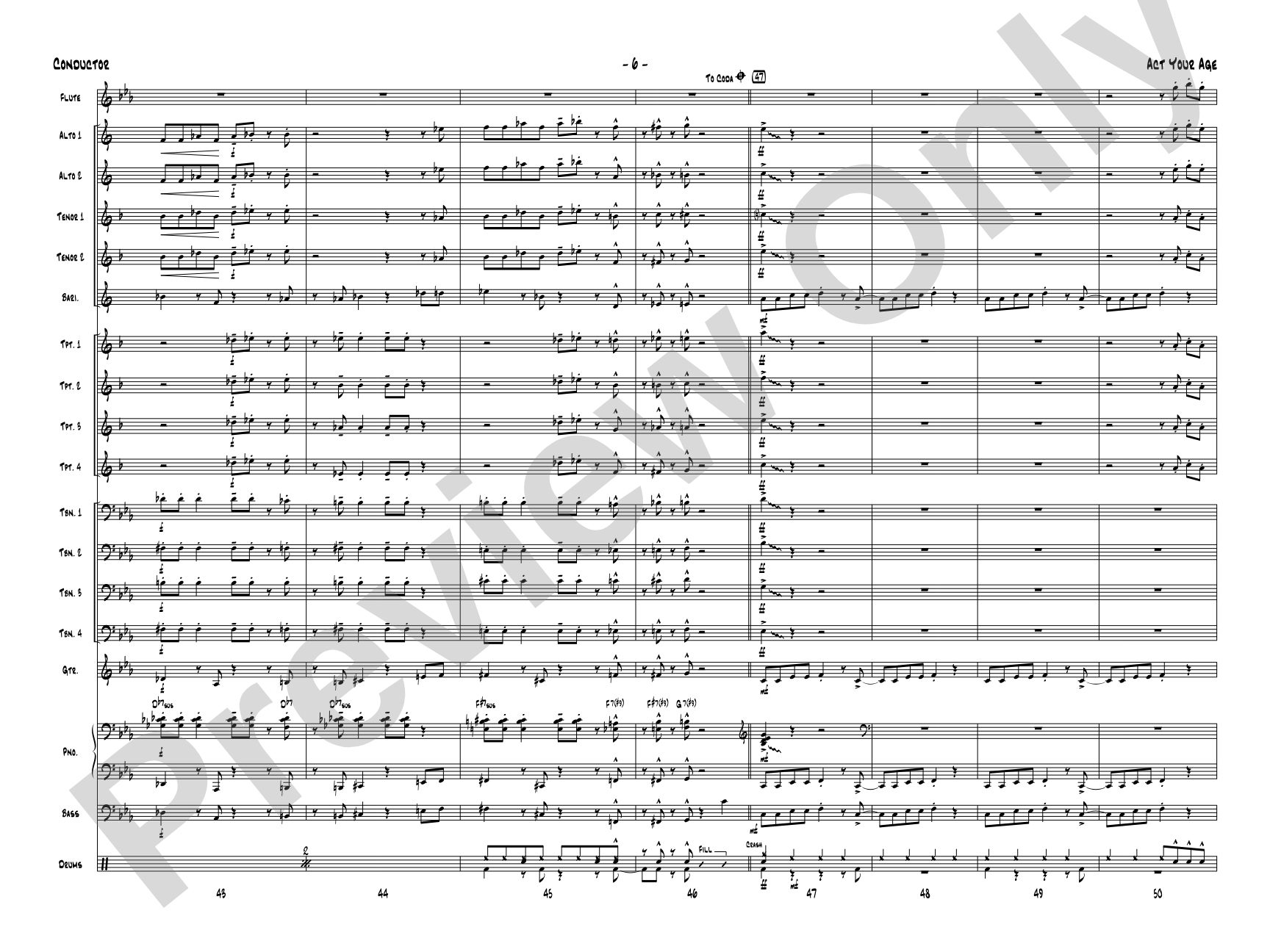 Act Your Age: Jazz Ensemble Conductor Score & Parts