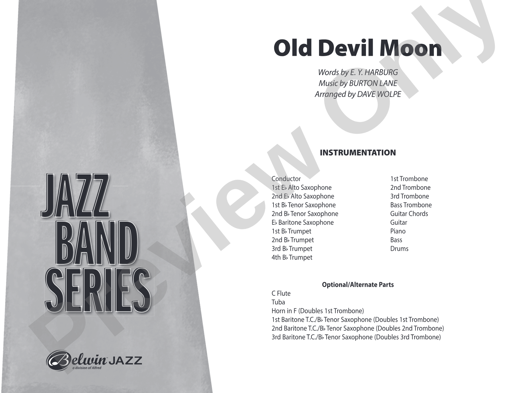 Old Devil Moon: Jazz Ensemble Conductor Score & Parts