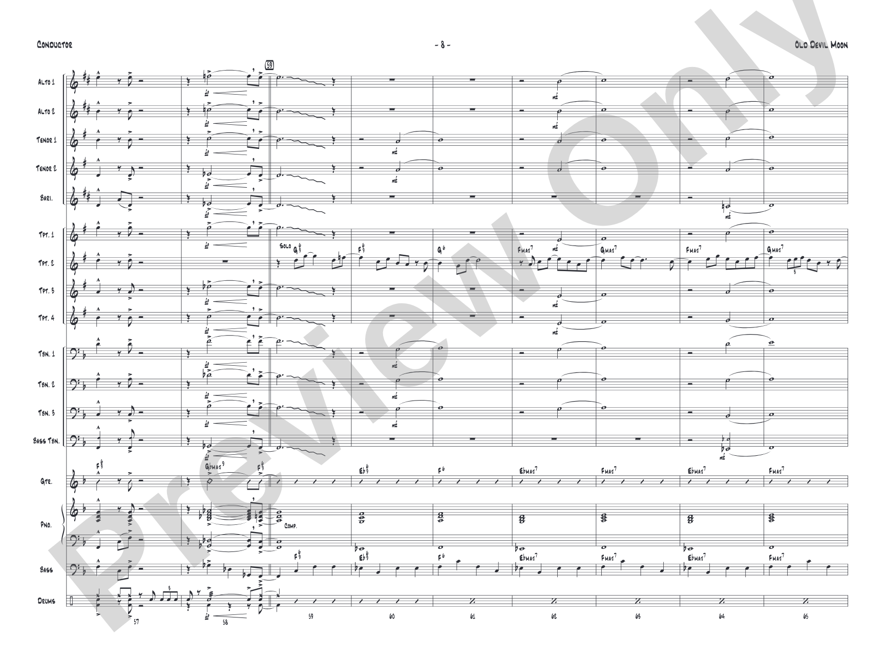 Old Devil Moon: Jazz Ensemble Conductor Score & Parts