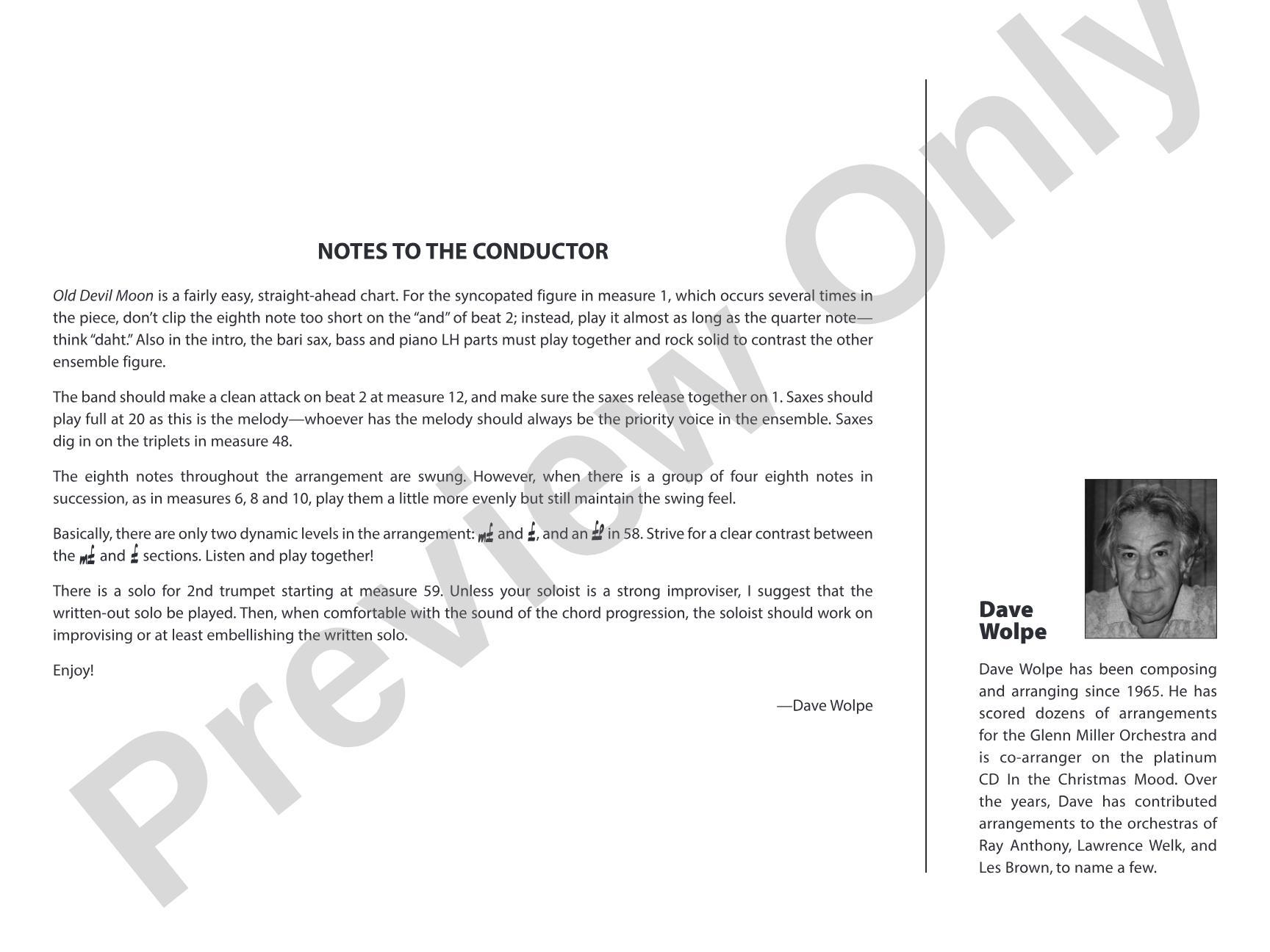 Old Devil Moon: Jazz Ensemble Conductor Score & Parts
