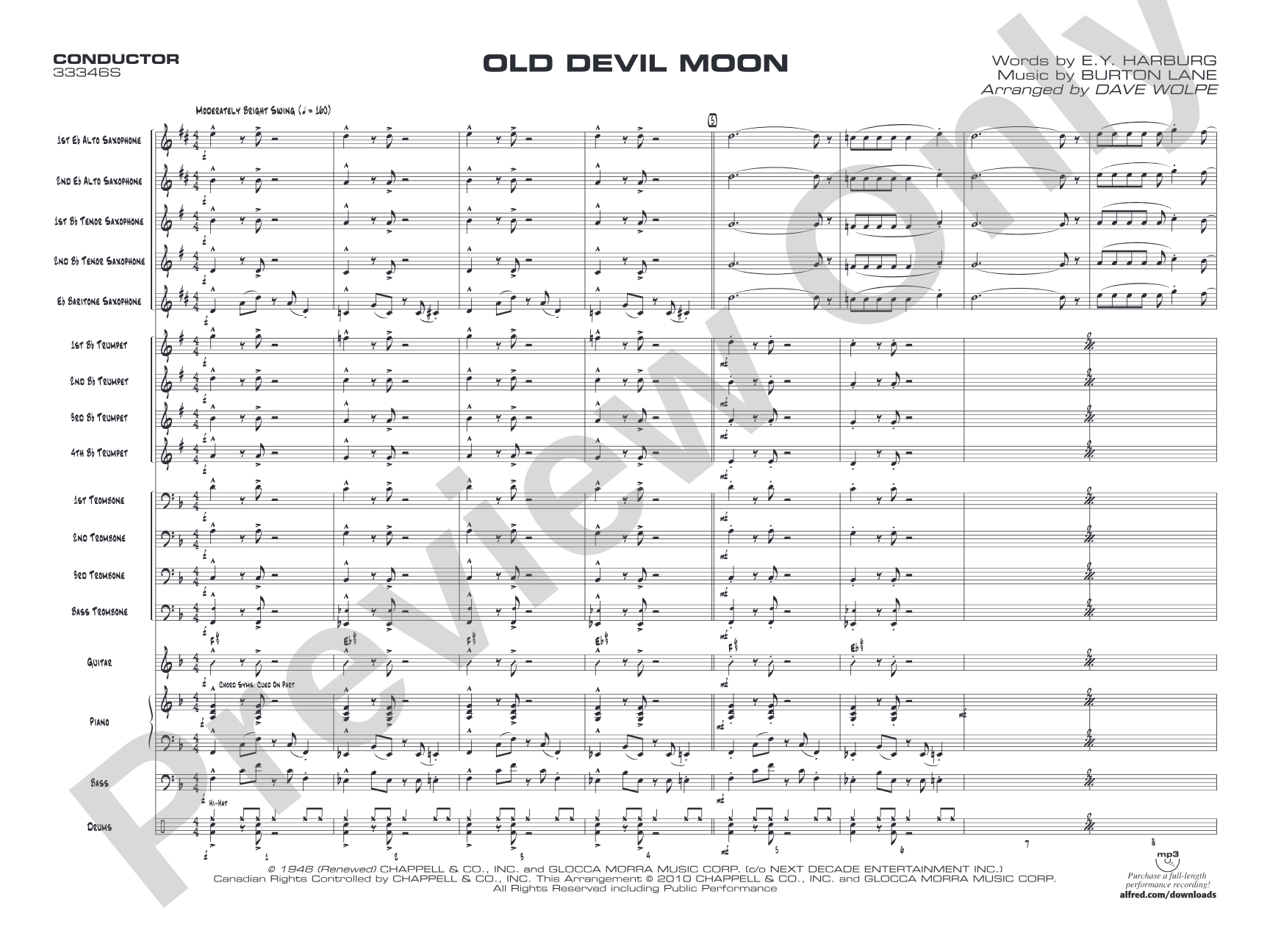 Old Devil Moon: Jazz Ensemble Conductor Score & Parts