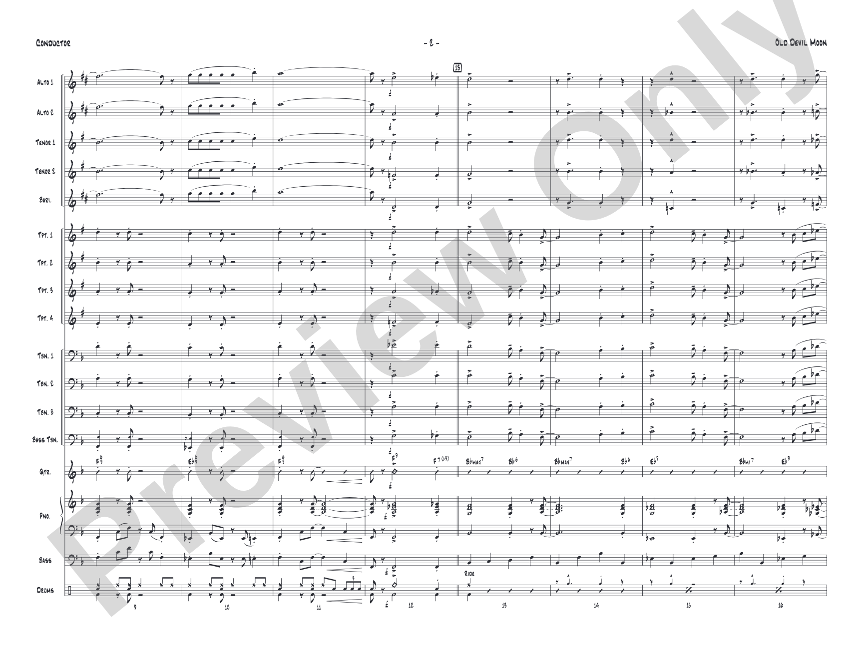 Old Devil Moon: Jazz Ensemble Conductor Score & Parts