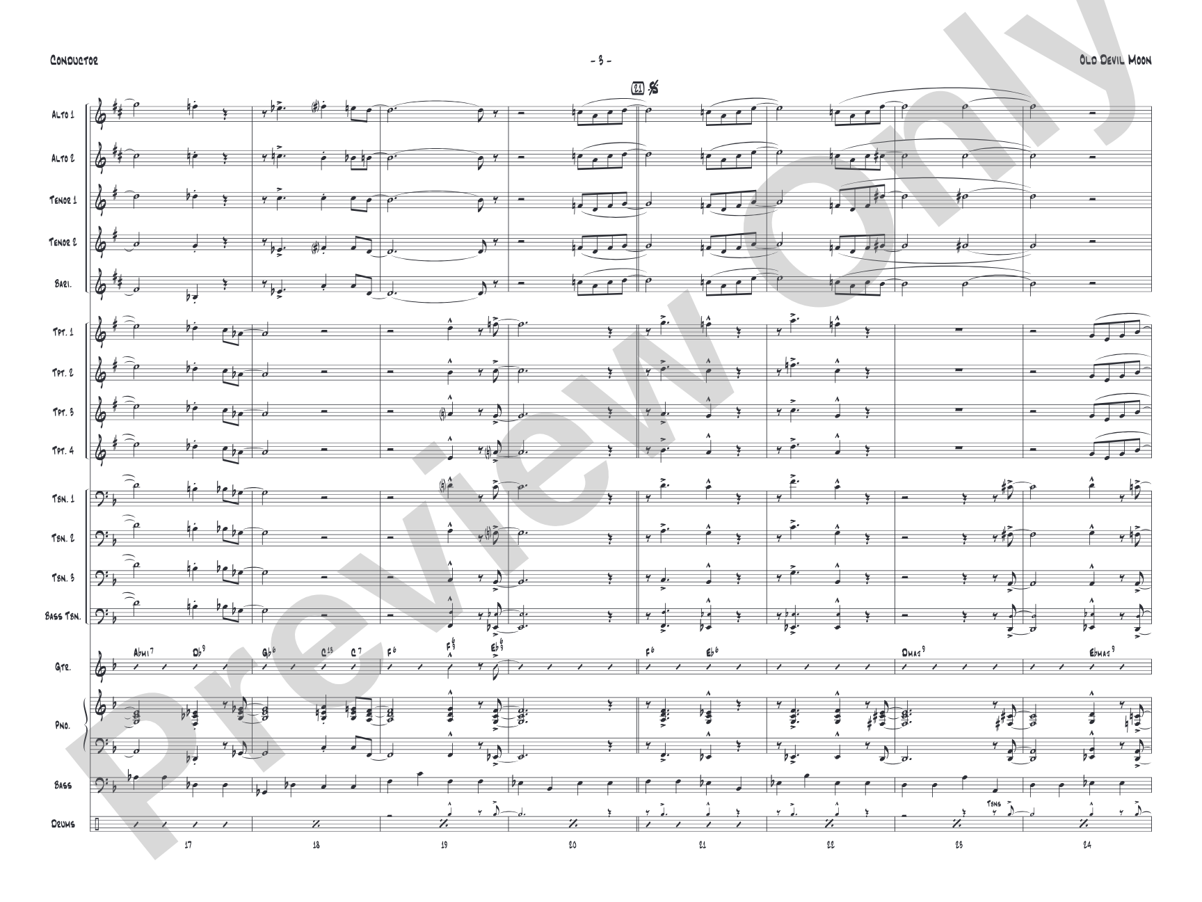 Old Devil Moon: Jazz Ensemble Conductor Score & Parts