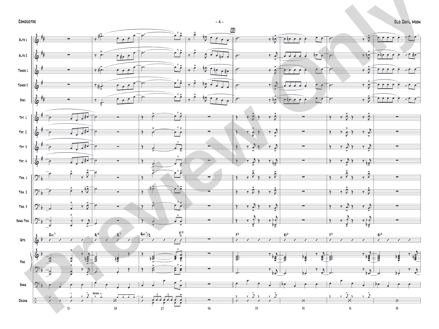 Old Devil Moon: Jazz Ensemble Conductor Score & Parts