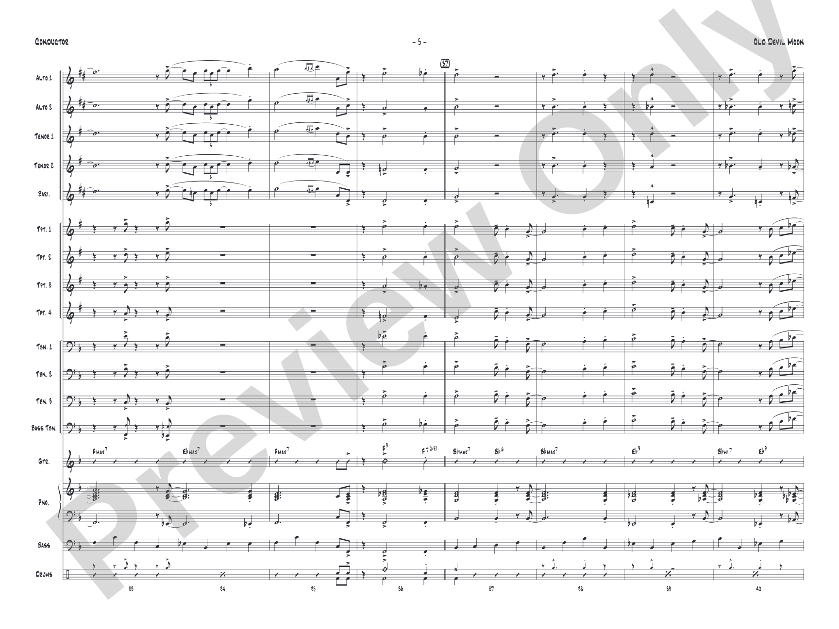 Old Devil Moon: Jazz Ensemble Conductor Score & Parts