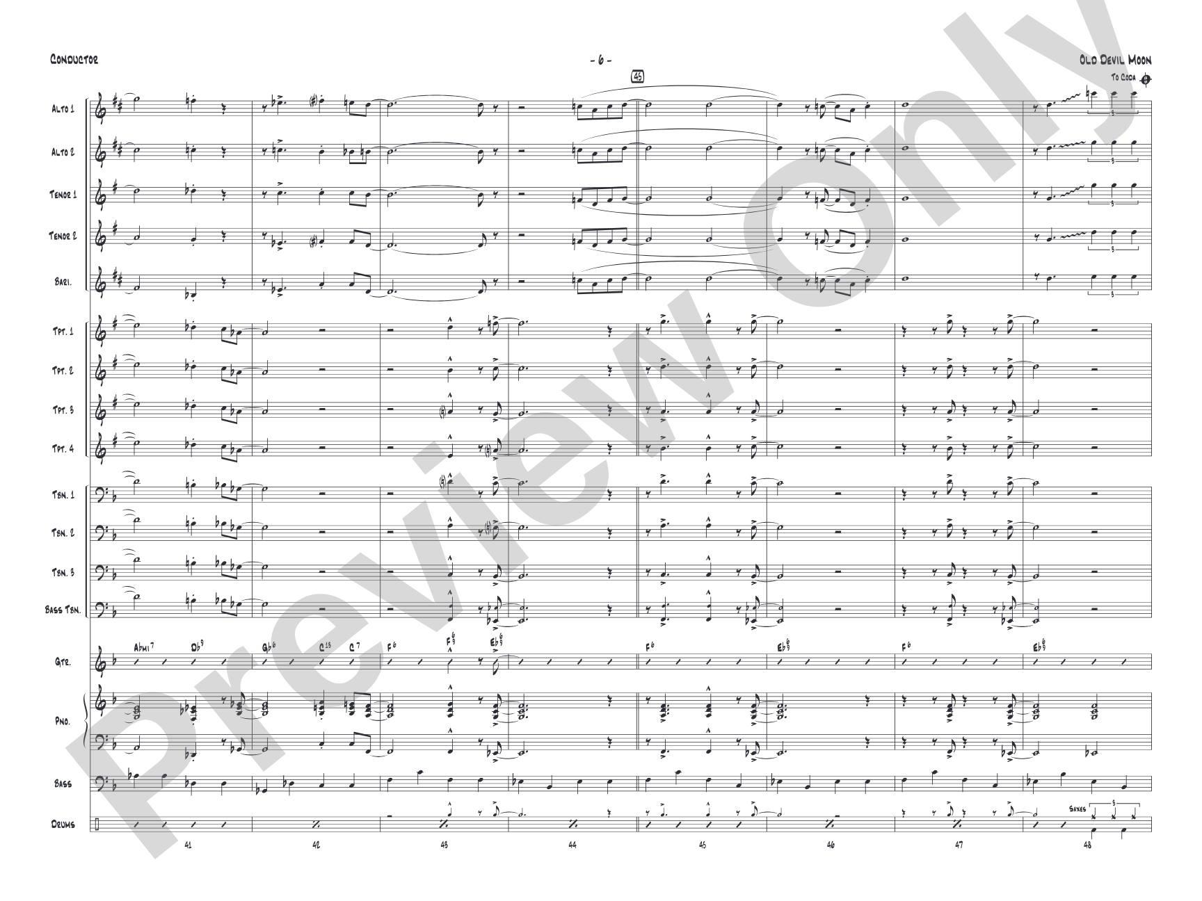 Old Devil Moon: Jazz Ensemble Conductor Score & Parts