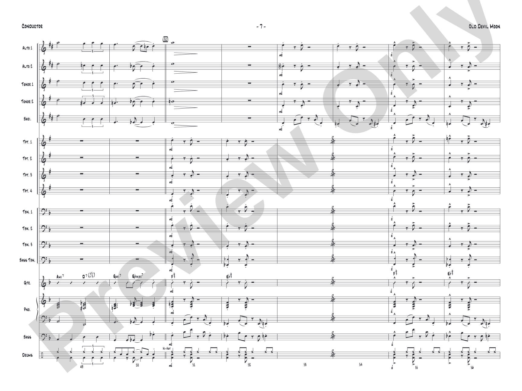 Old Devil Moon: Jazz Ensemble Conductor Score & Parts
