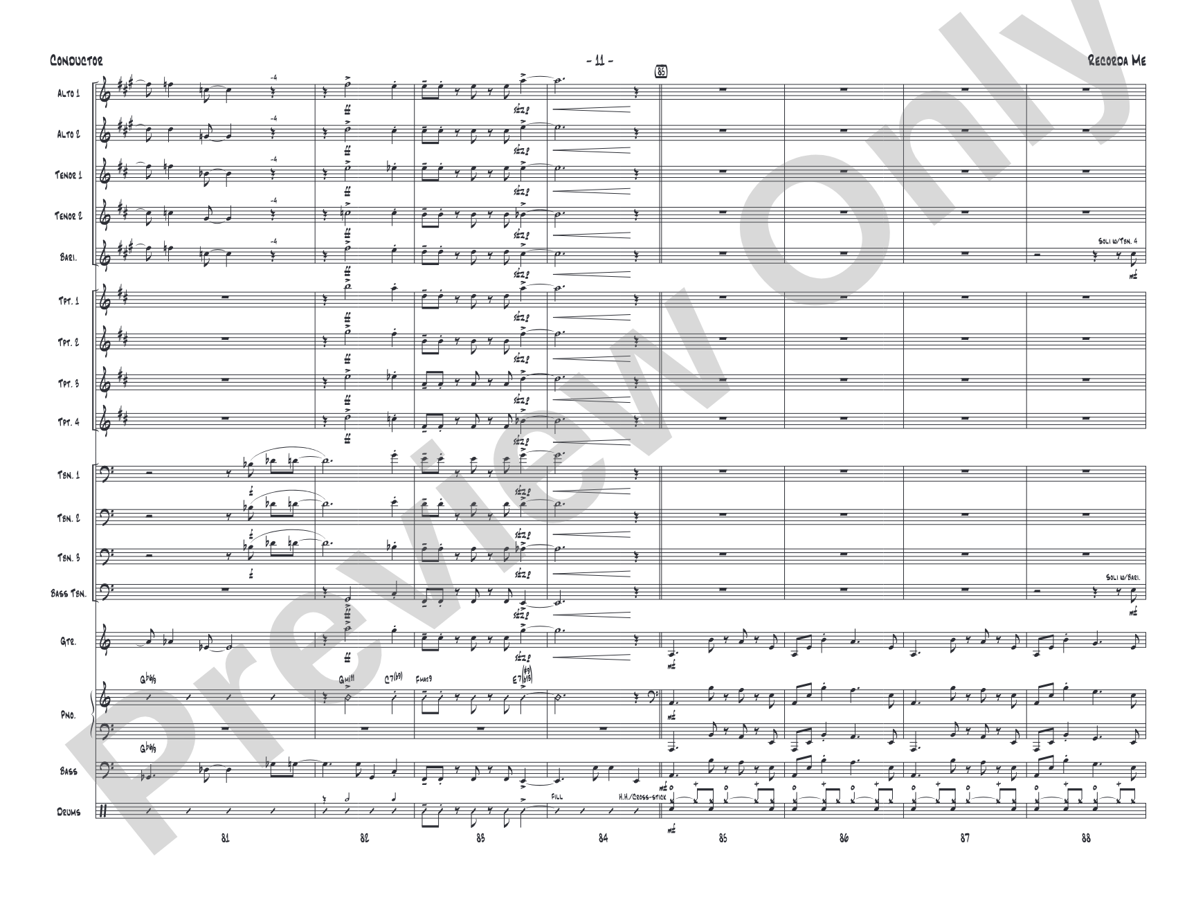 Recorda Me: Jazz Ensemble Conductor Score & Parts