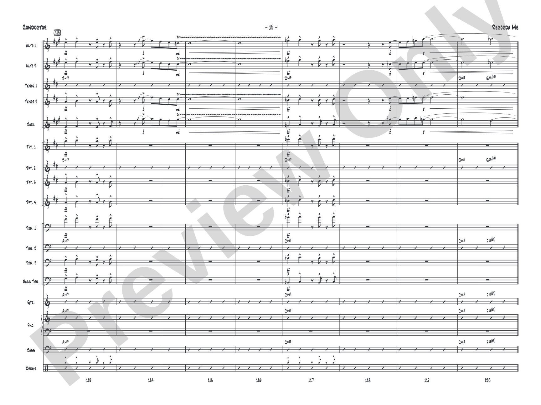 Recorda Me: Jazz Ensemble Conductor Score & Parts