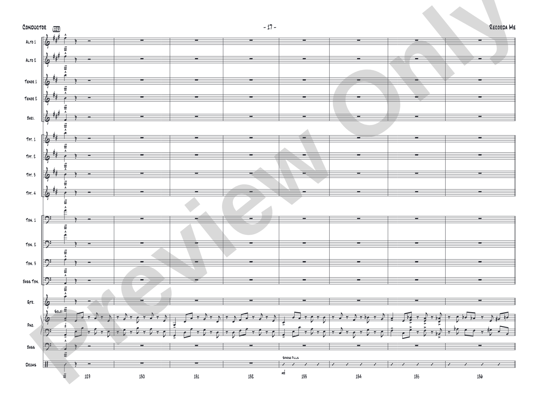 Recorda Me: Jazz Ensemble Conductor Score & Parts