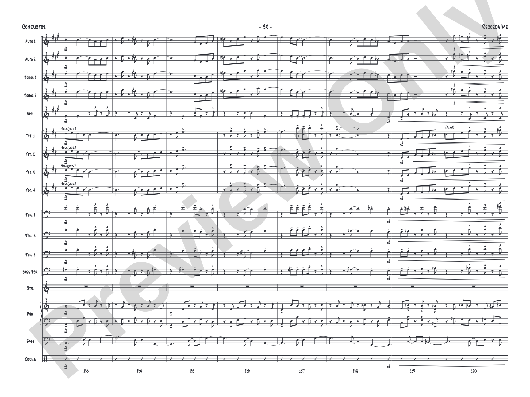 Recorda Me: Jazz Ensemble Conductor Score & Parts