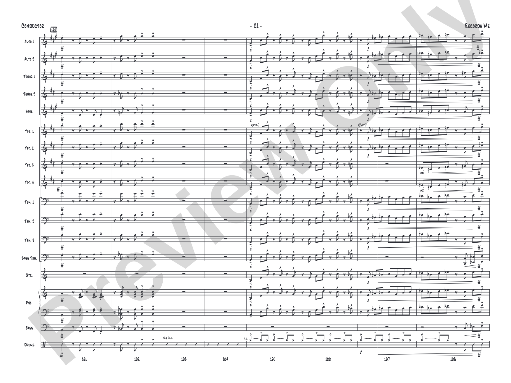 Recorda Me: Jazz Ensemble Conductor Score & Parts