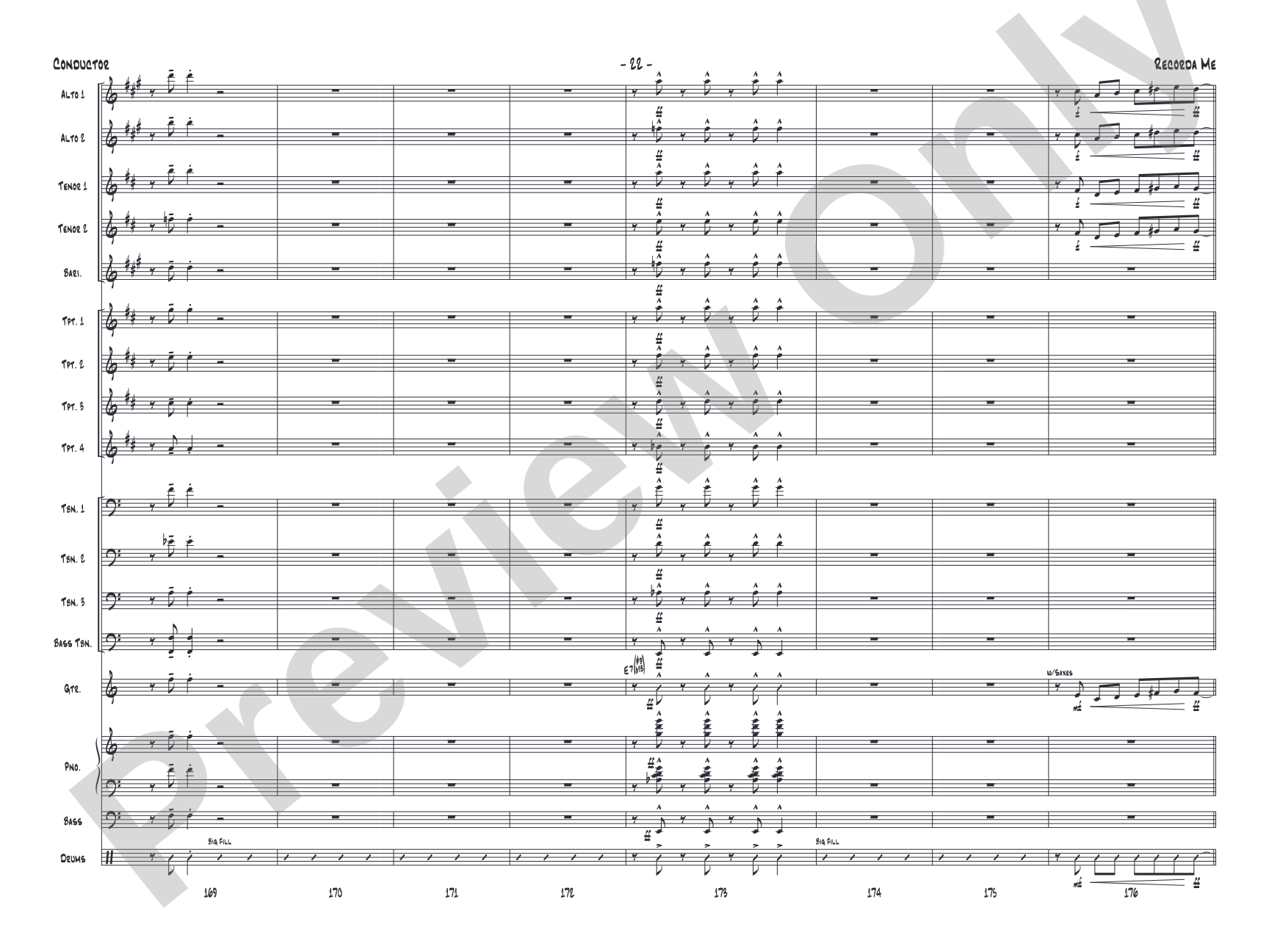 Recorda Me: Jazz Ensemble Conductor Score & Parts