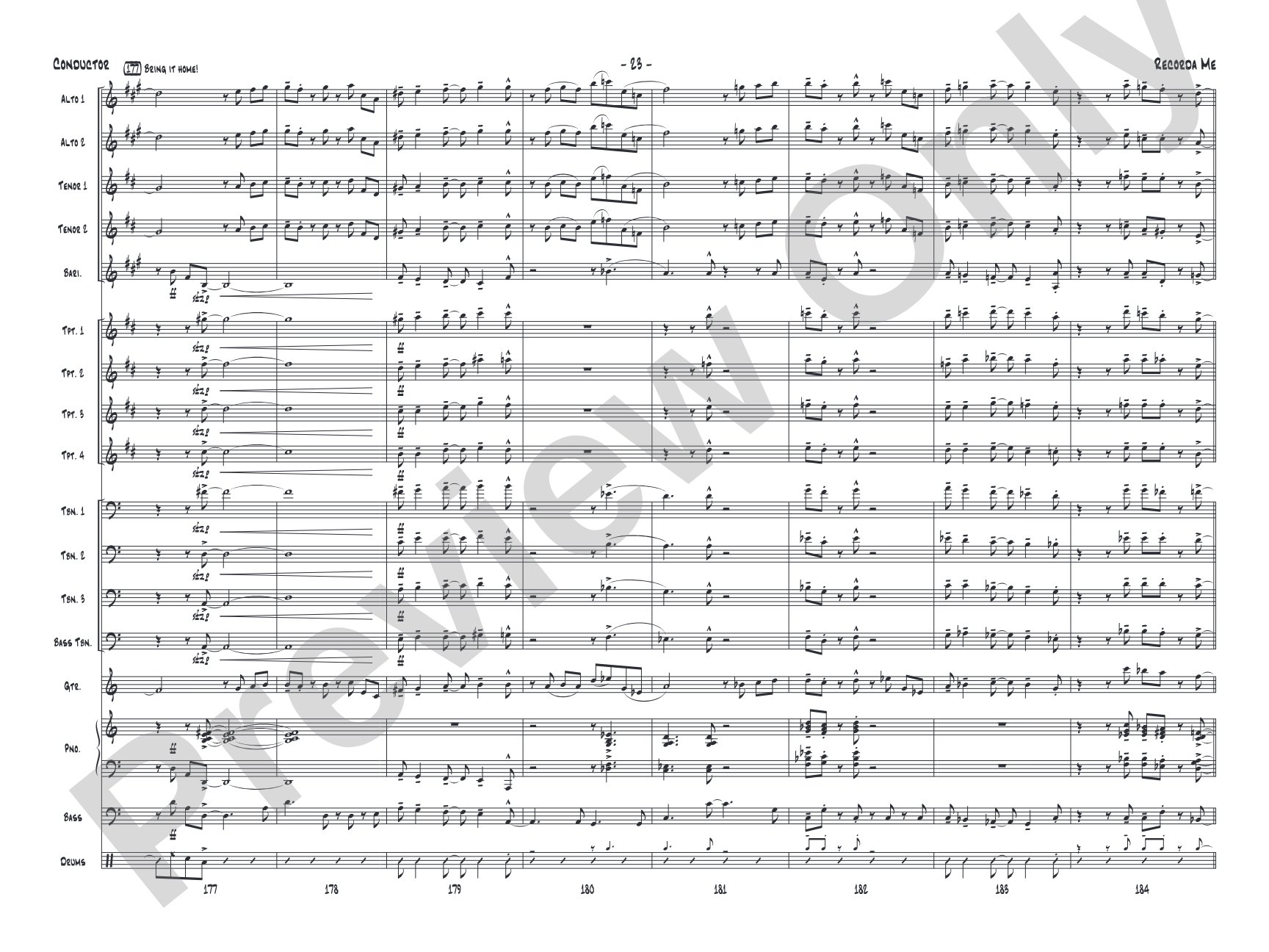Recorda Me: Jazz Ensemble Conductor Score & Parts