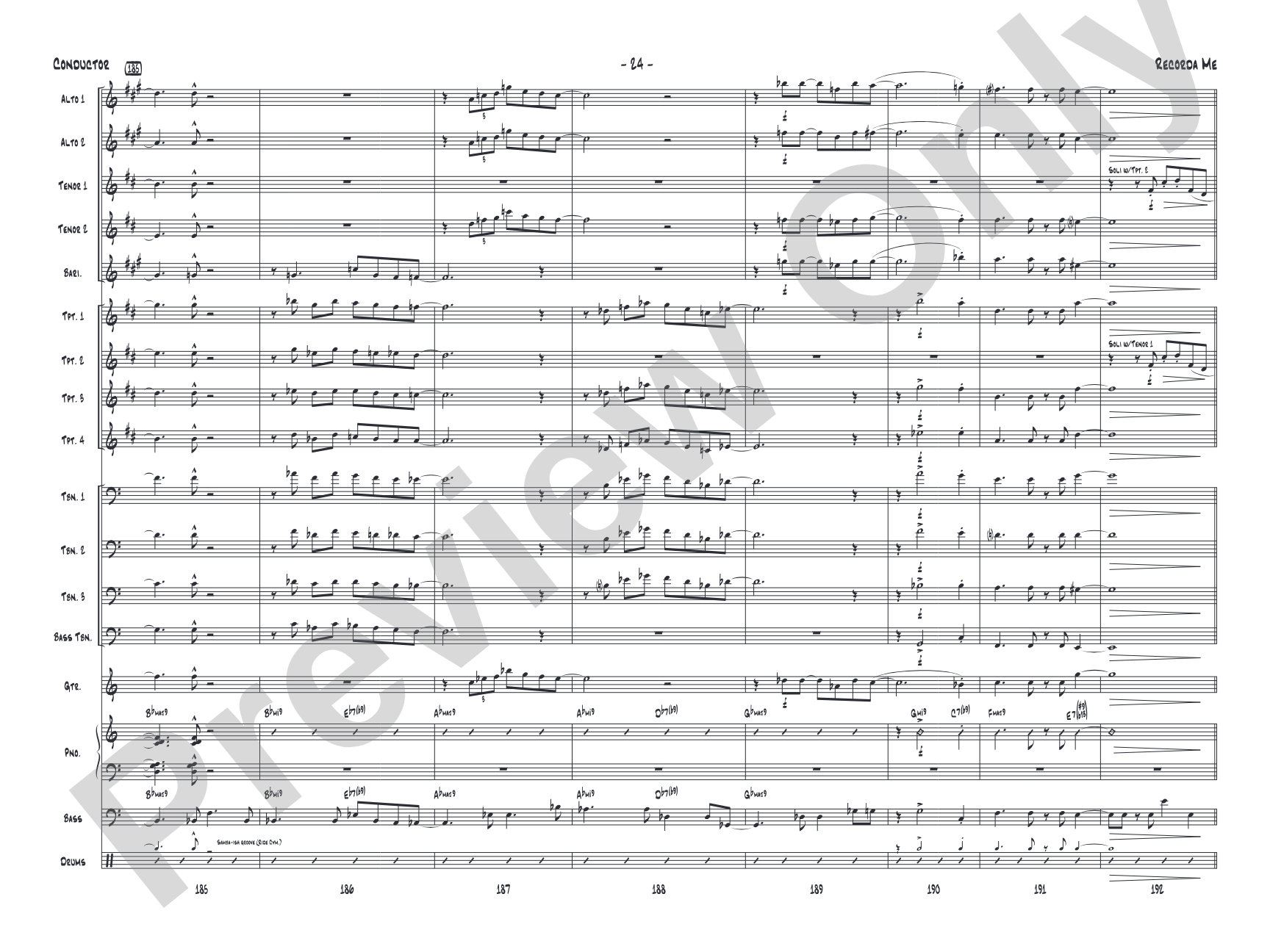 Recorda Me: Jazz Ensemble Conductor Score & Parts
