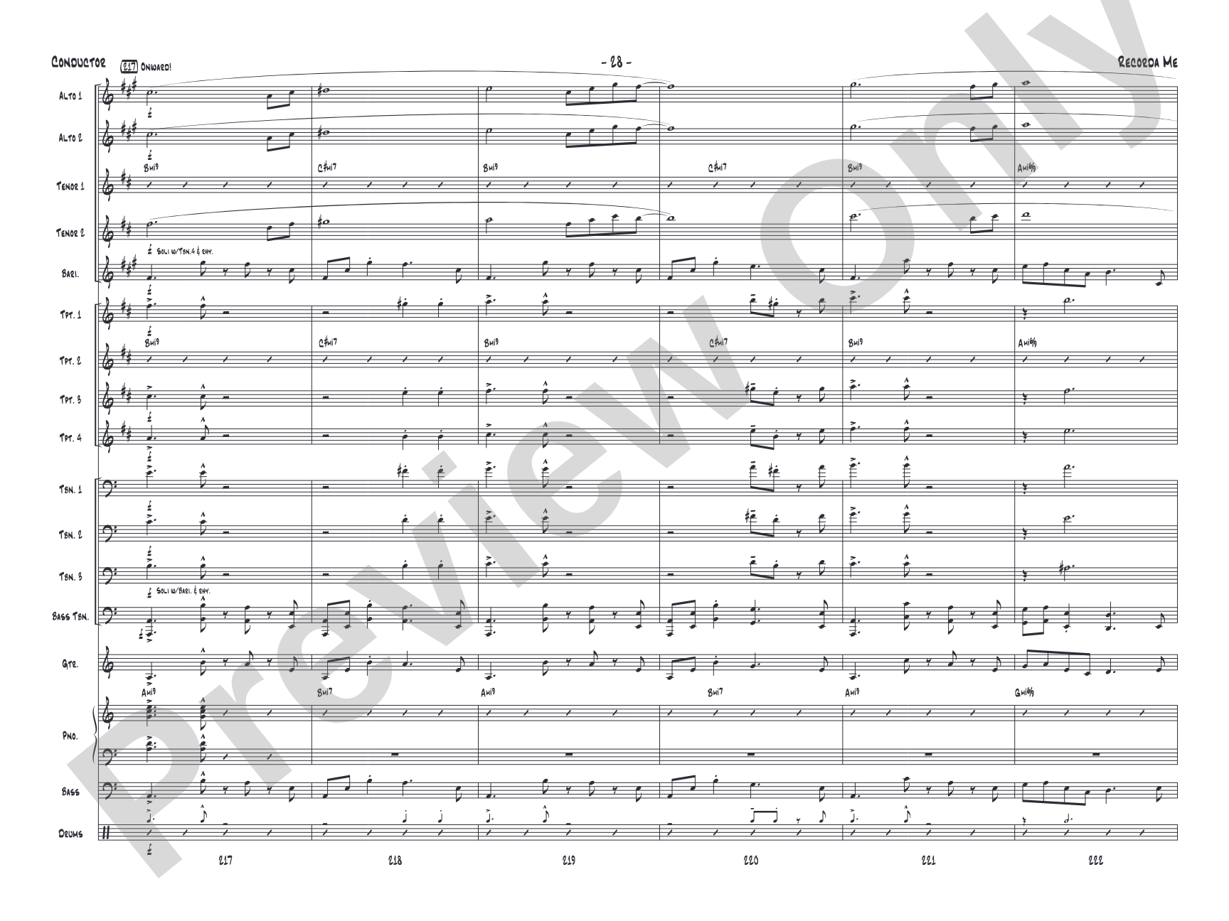 Recorda Me: Jazz Ensemble Conductor Score & Parts