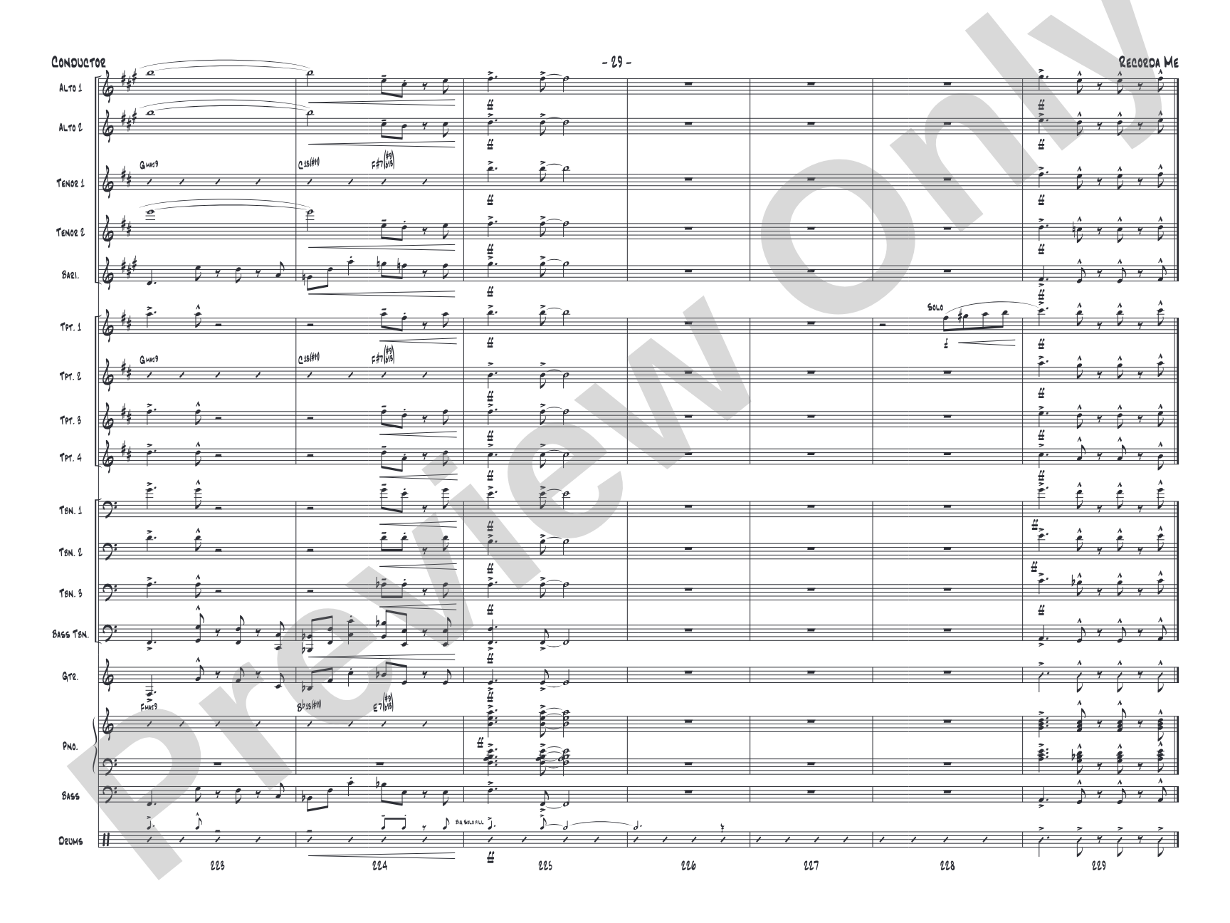 Recorda Me: Jazz Ensemble Conductor Score & Parts
