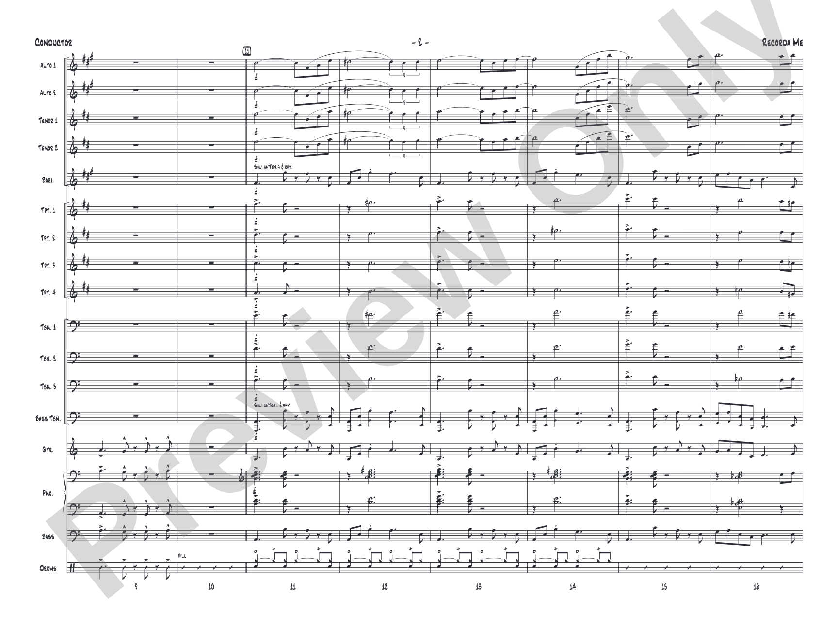 Recorda Me: Jazz Ensemble Conductor Score & Parts