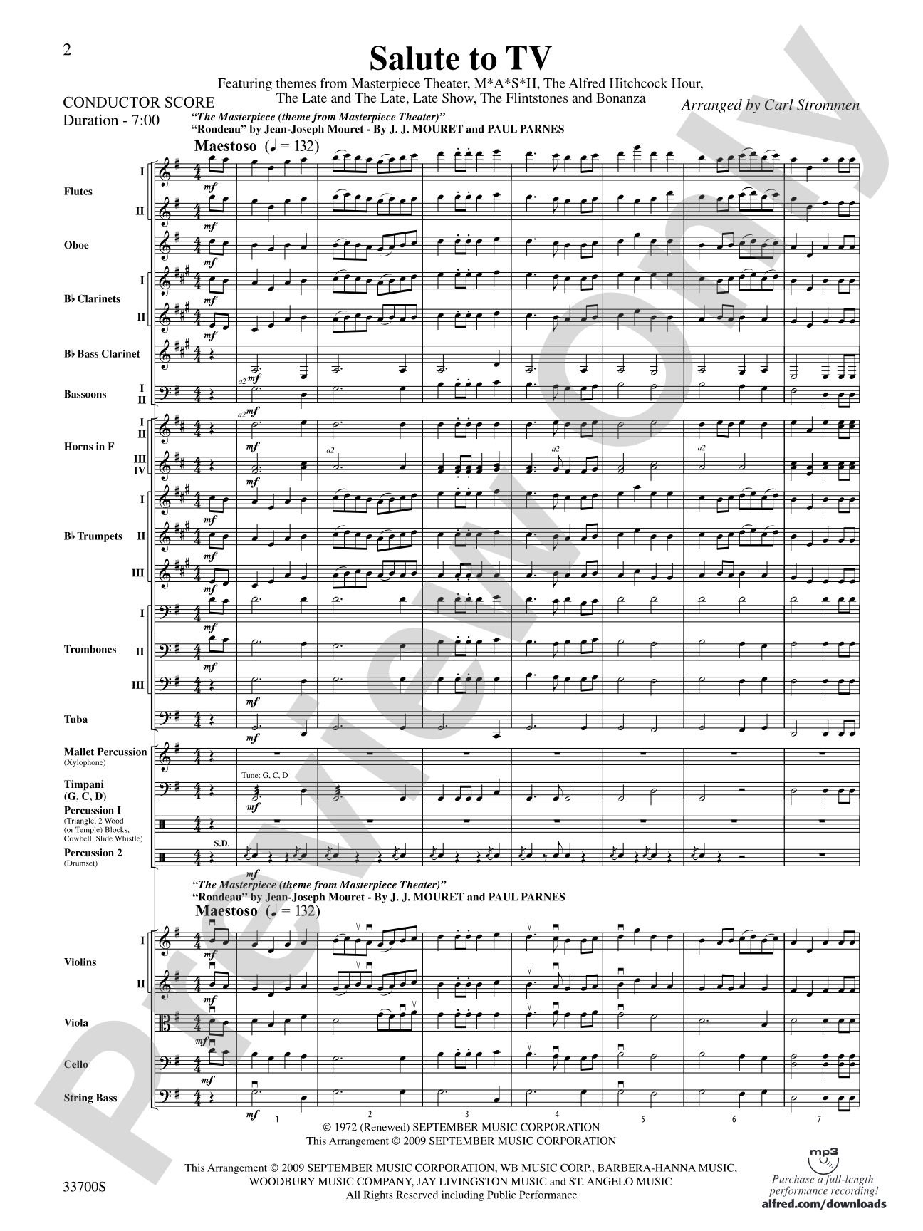 Salute to TV: Full Orchestra Conductor Score & Parts