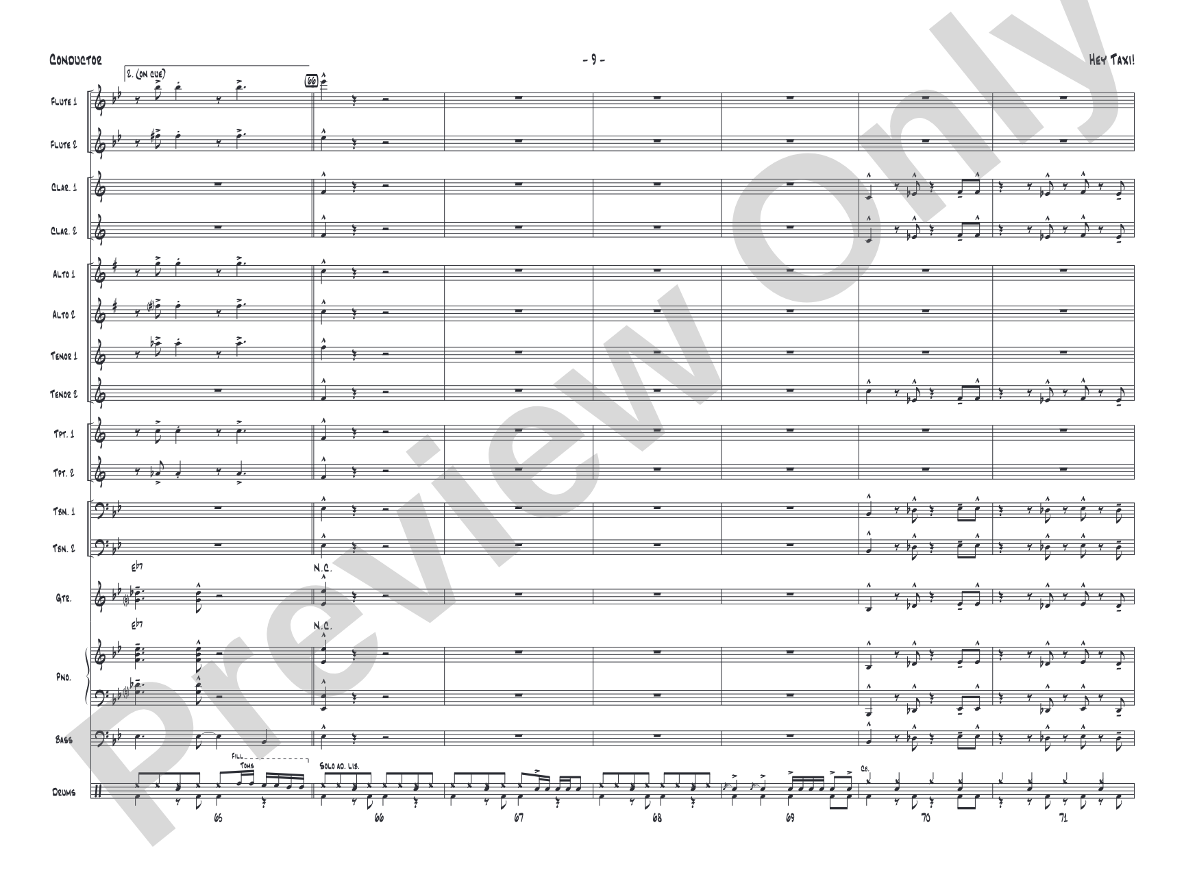 Hey Taxi!: Jazz Ensemble Conductor Score & Parts