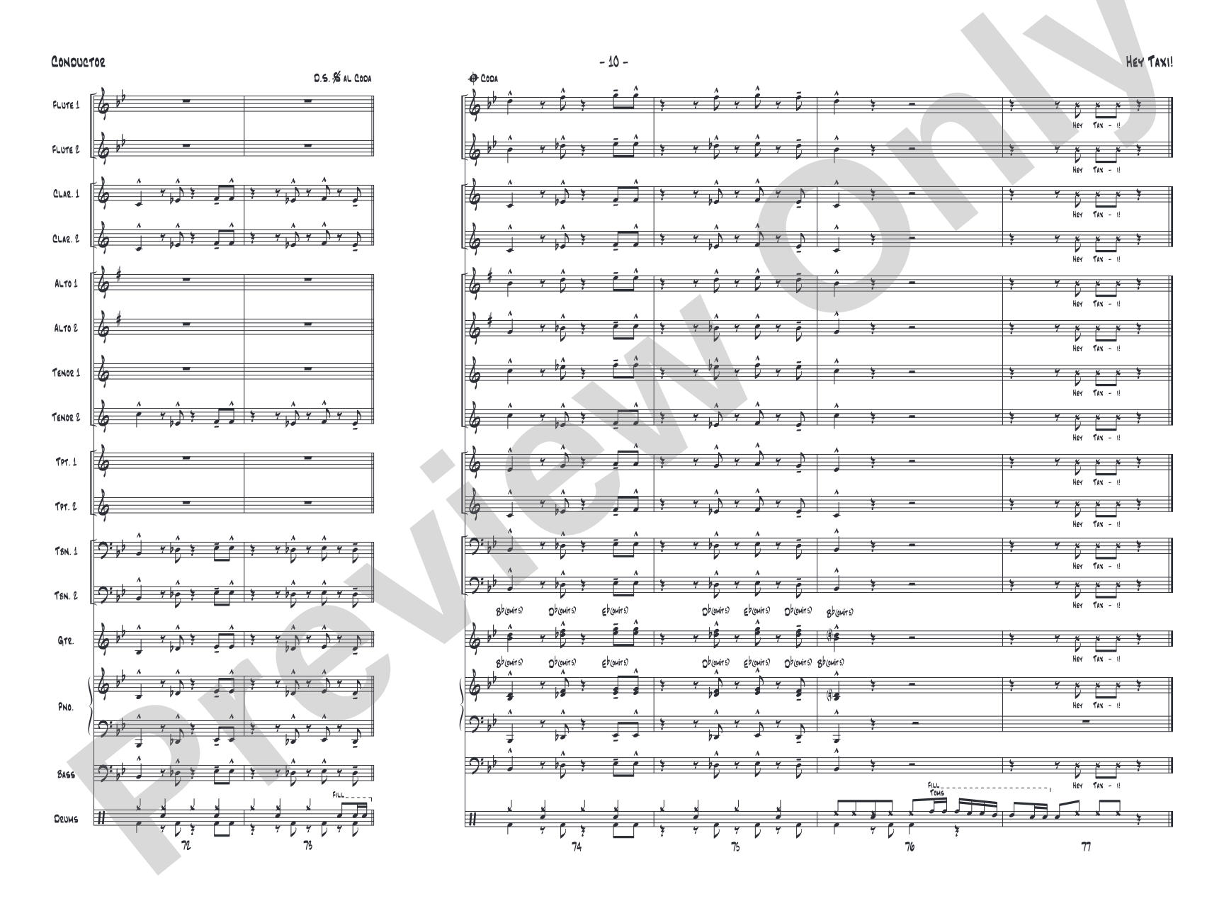 Hey Taxi!: Jazz Ensemble Conductor Score & Parts