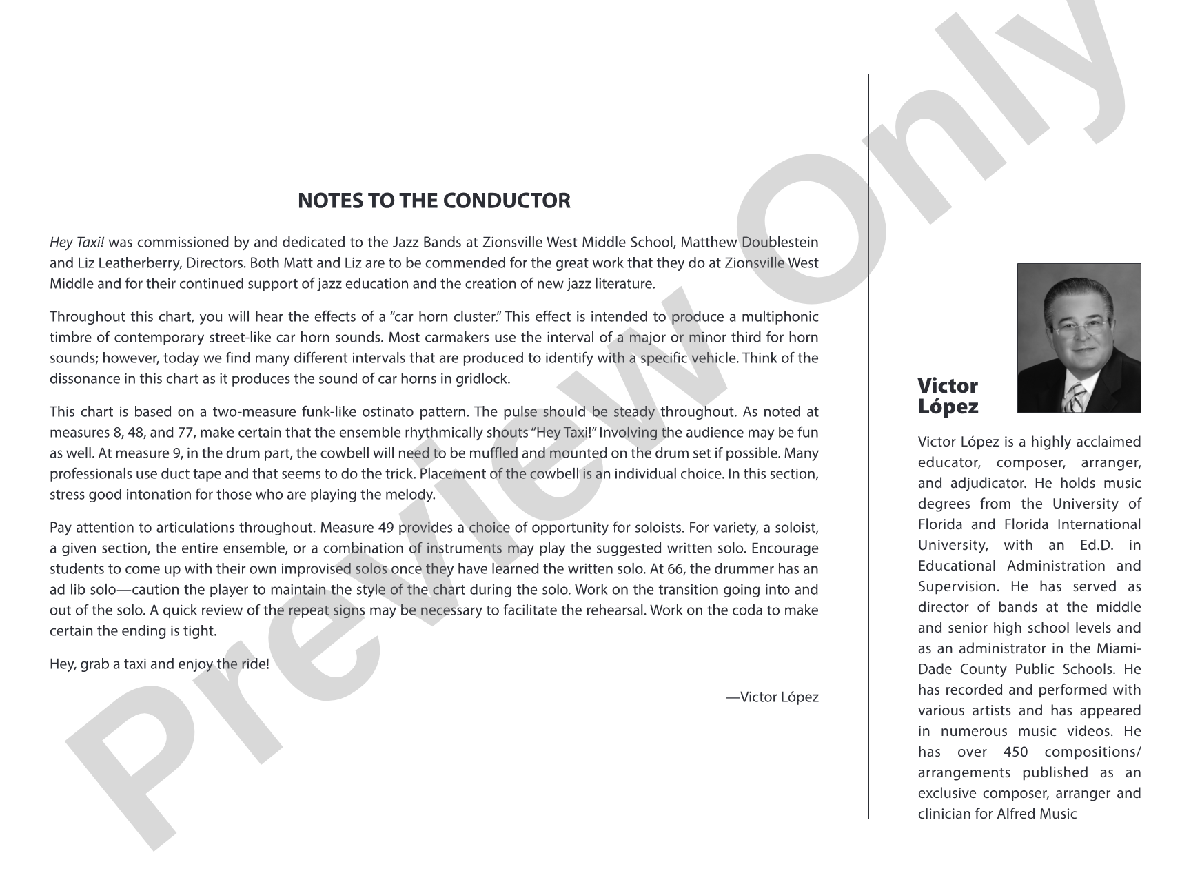 Hey Taxi!: Jazz Ensemble Conductor Score & Parts