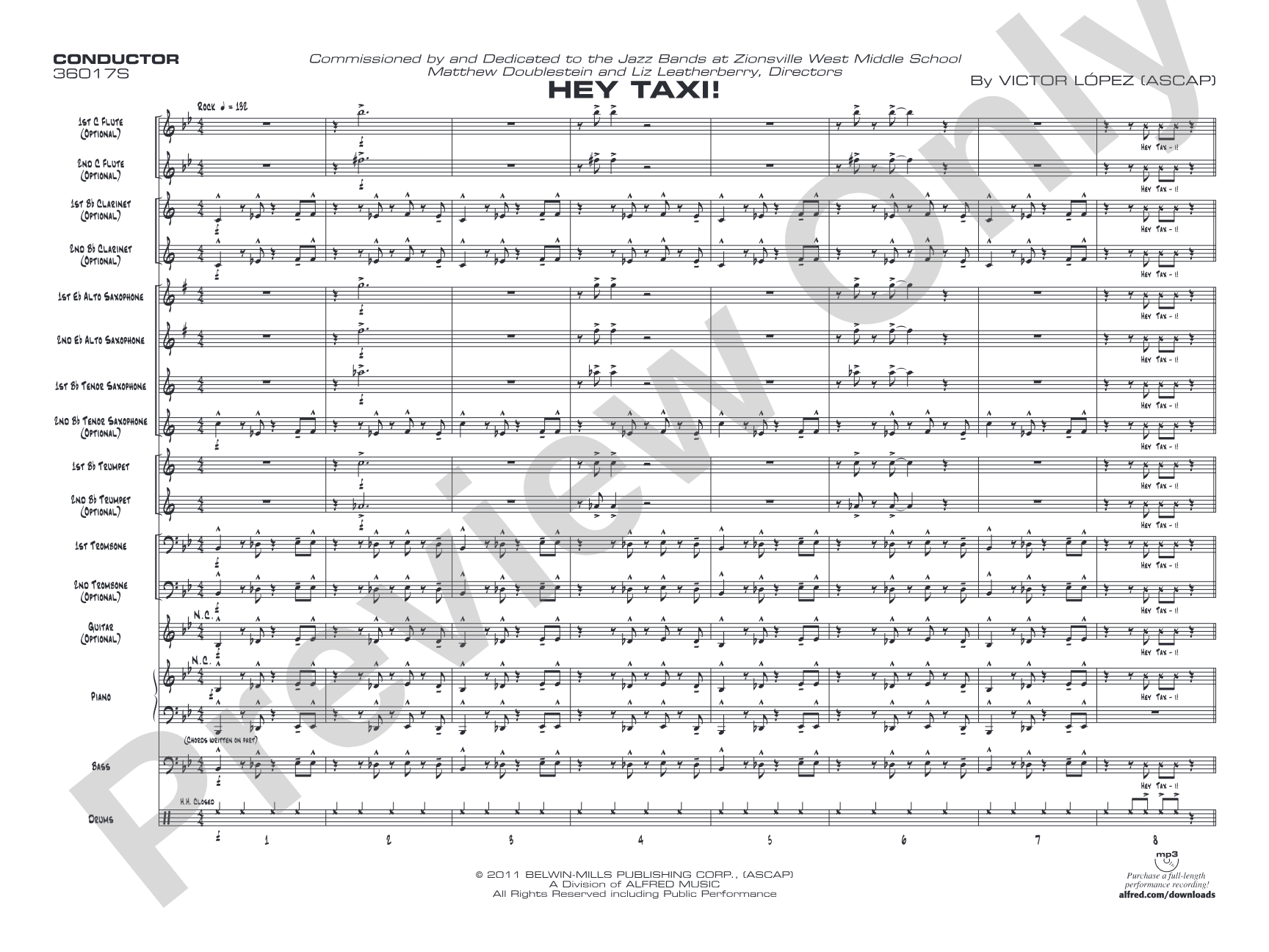 Hey Taxi!: Jazz Ensemble Conductor Score & Parts