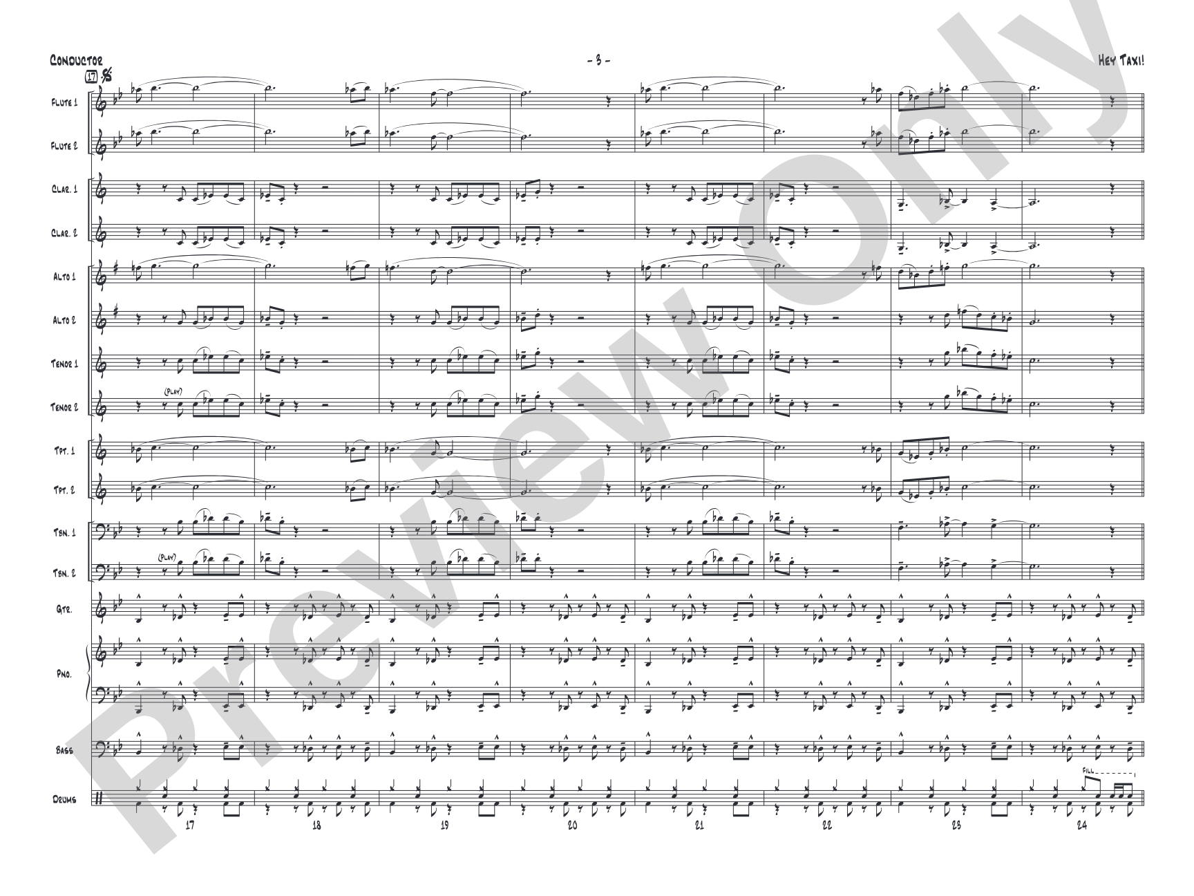 Hey Taxi!: Jazz Ensemble Conductor Score & Parts