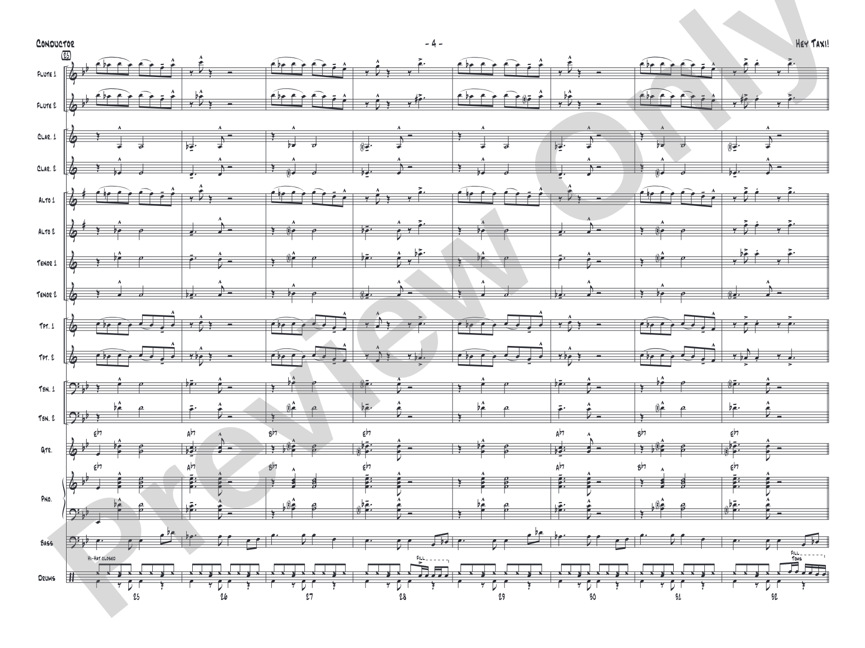 Hey Taxi!: Jazz Ensemble Conductor Score & Parts
