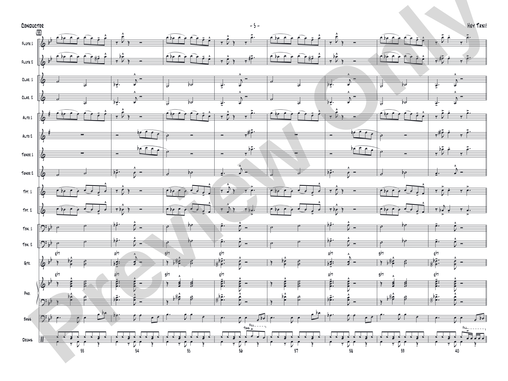 Hey Taxi!: Jazz Ensemble Conductor Score & Parts