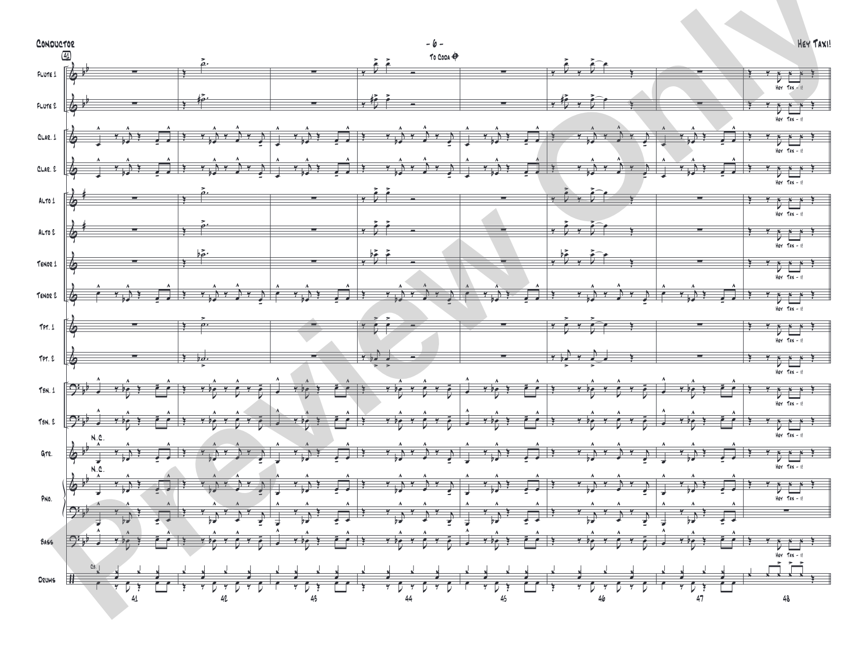 Hey Taxi!: Jazz Ensemble Conductor Score & Parts