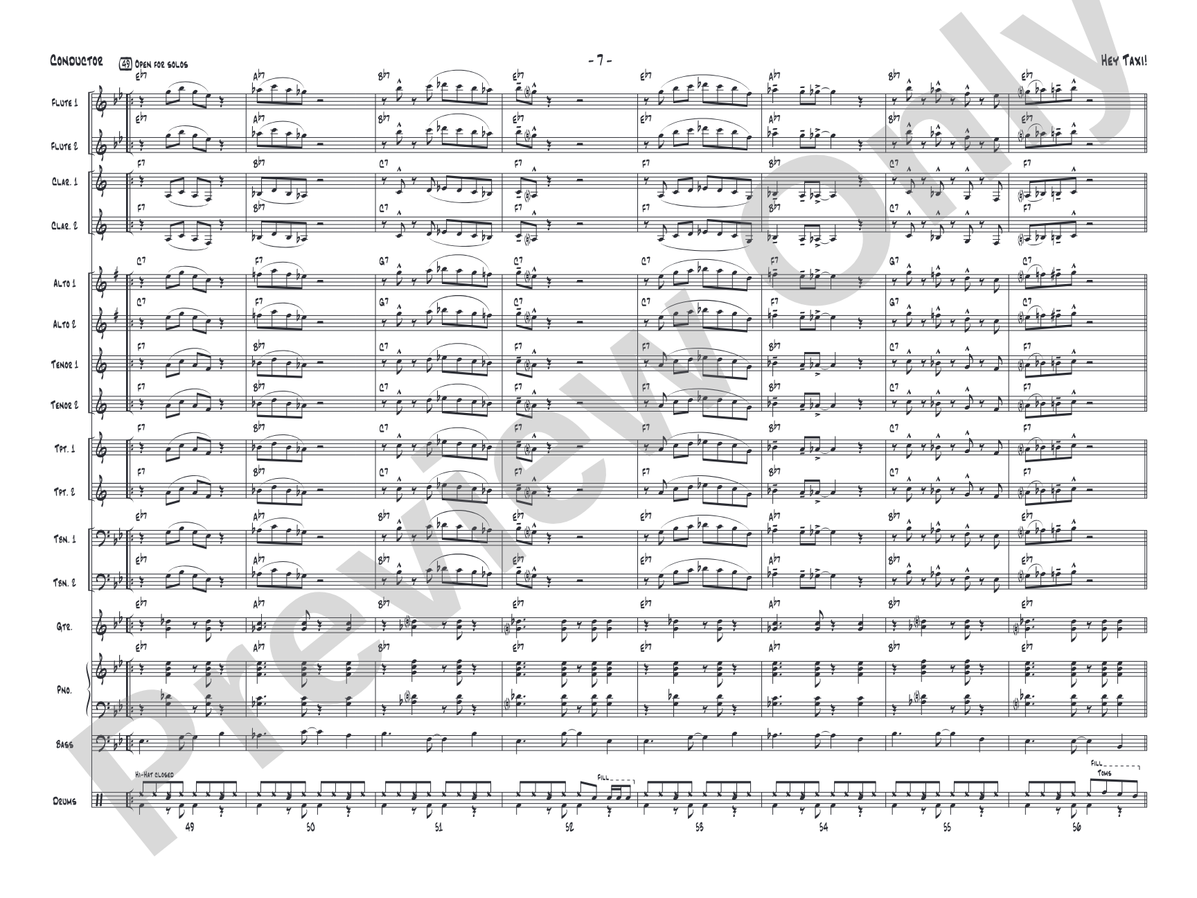 Hey Taxi!: Jazz Ensemble Conductor Score & Parts